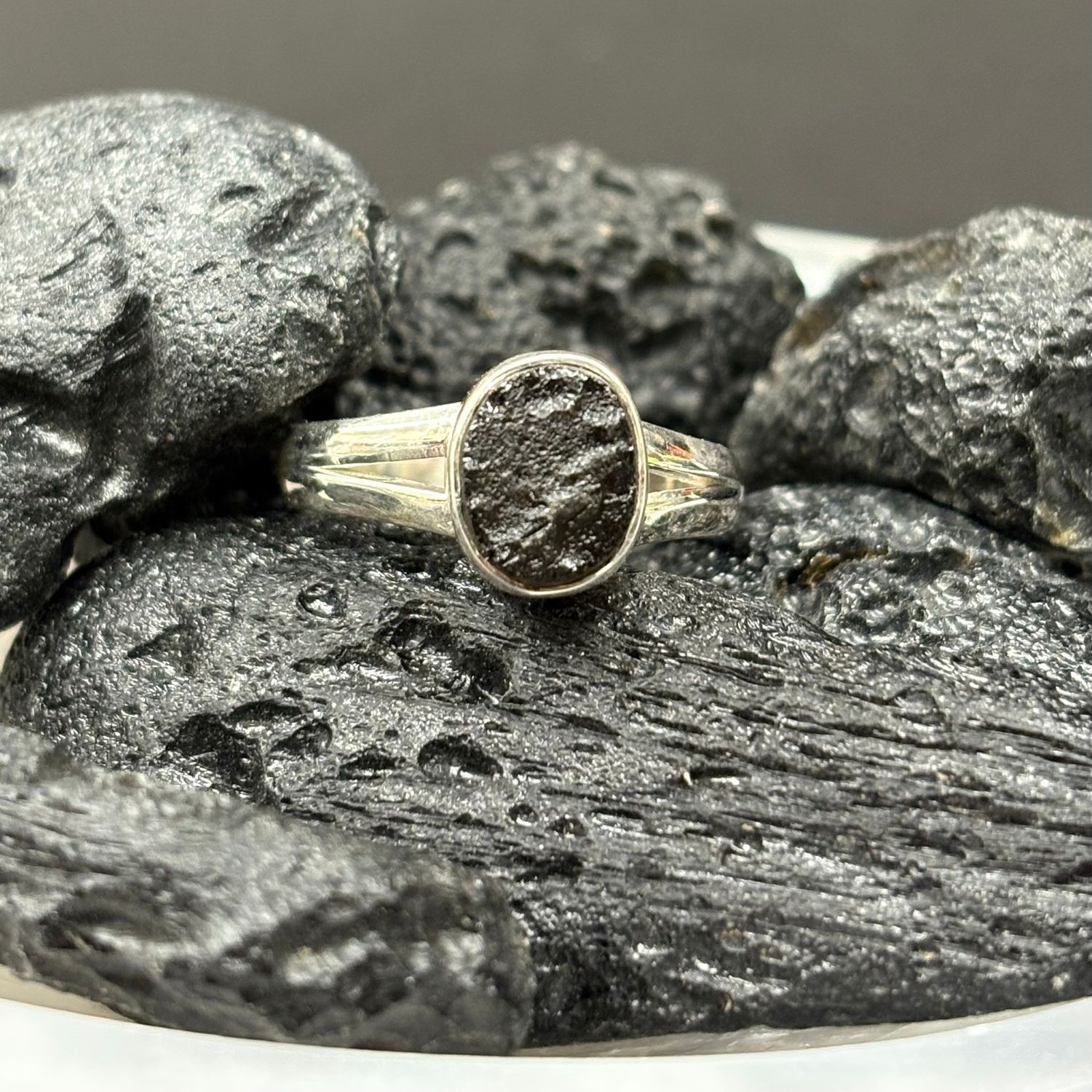 Tektite Ring - Size 7 Sterling Silver