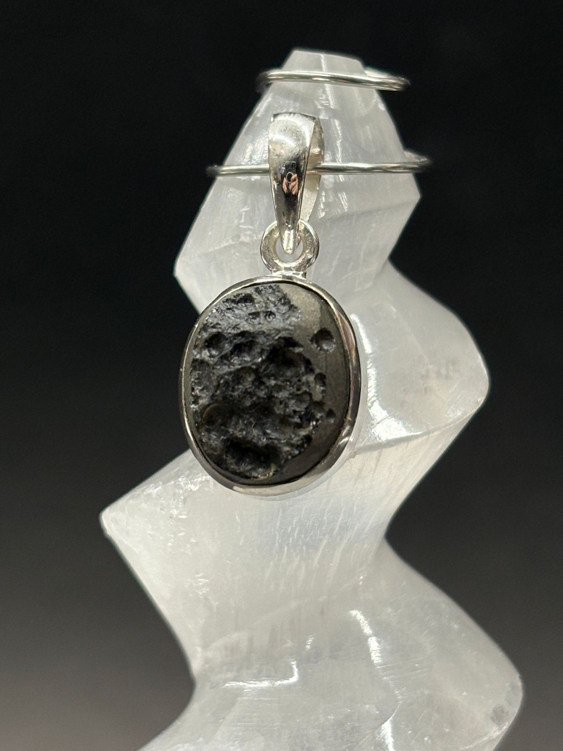 Tektite D Pendant Sterling Silver