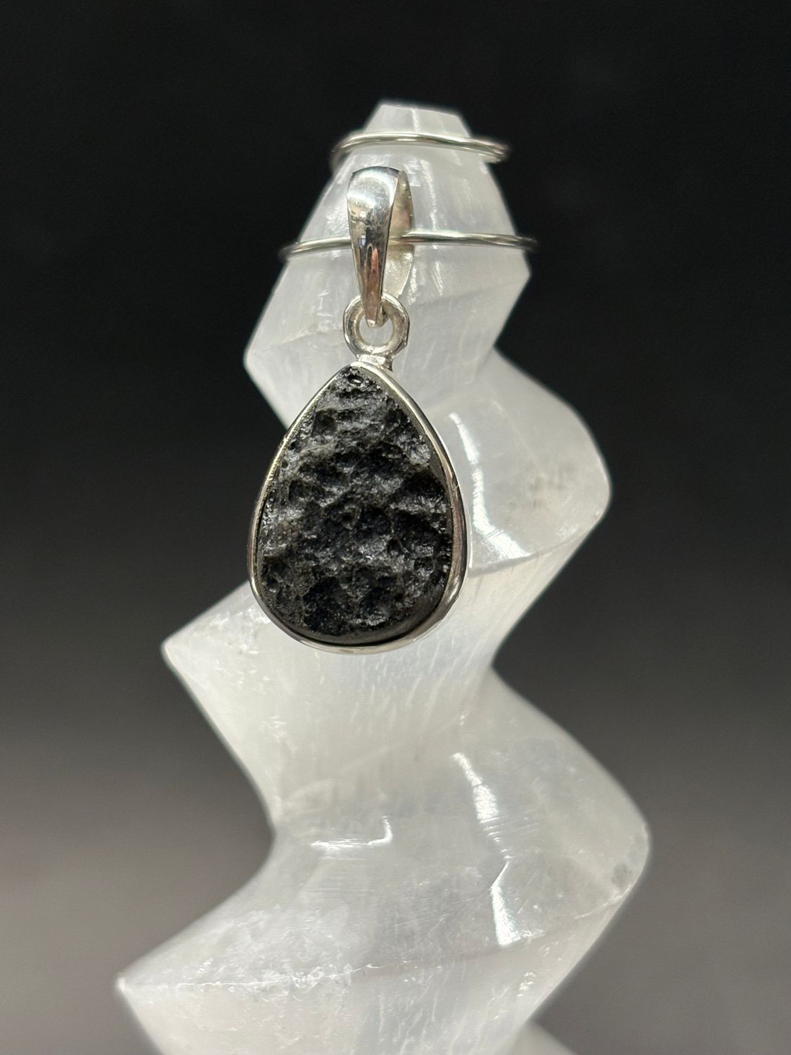 Tektite E Pendant Sterling Silver