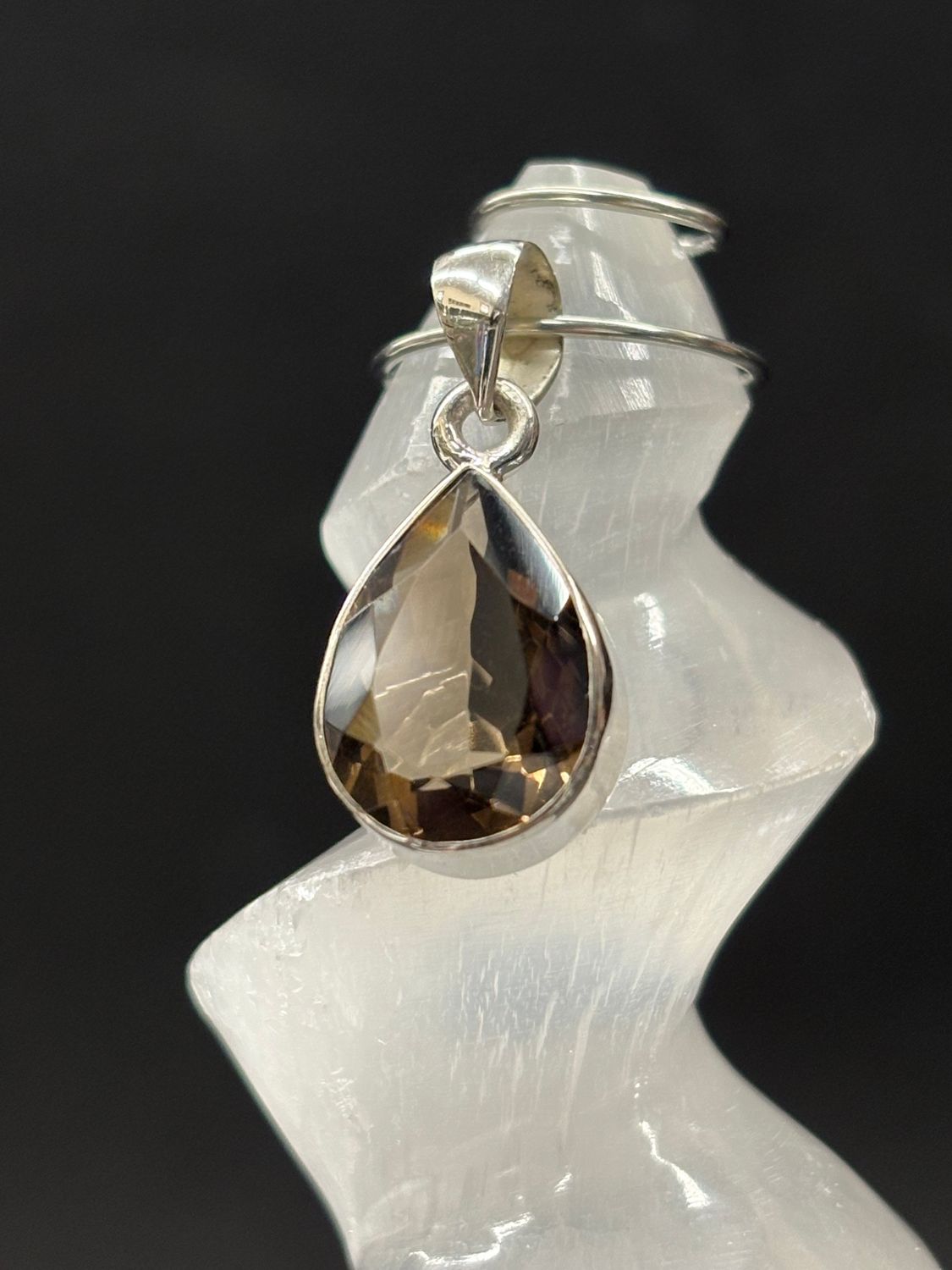 Smoky Quartz Pendant Faceted D - Sterling Silver