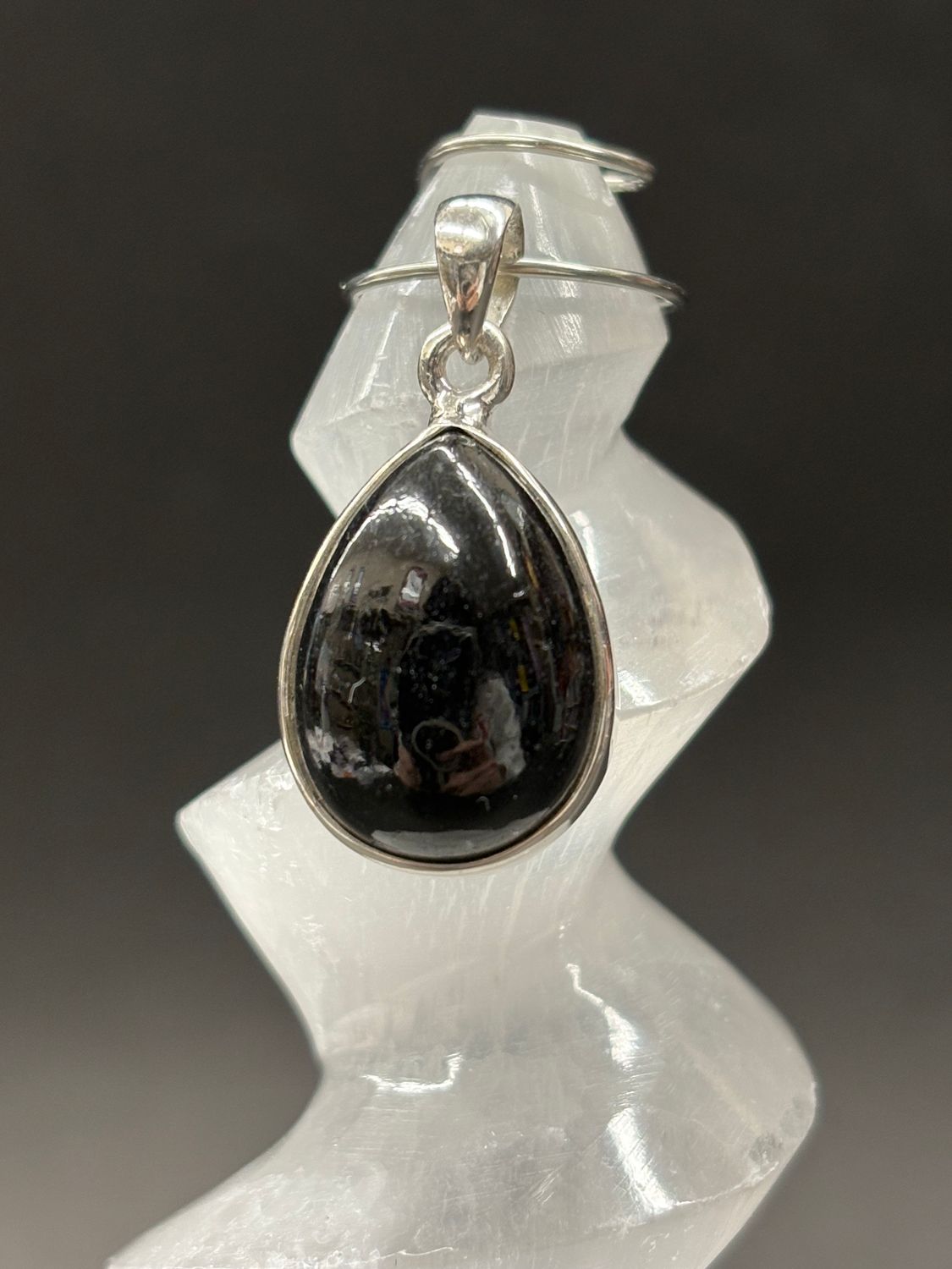 Black Tourmaline Pendant E Sterling Silver