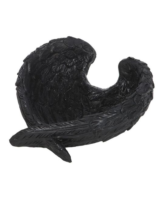Raven Wings Holder Statue Dish 4.5" Black