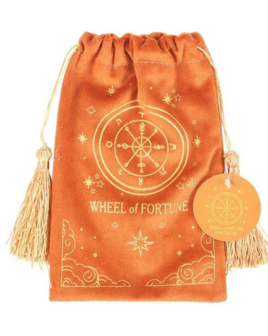 Soft Velvet Drawstring Tarot Bag: Wheel of Fortune