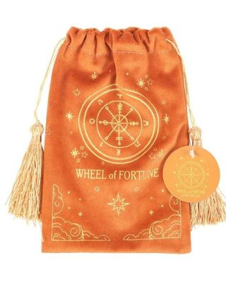 Soft Velvet Drawstring Tarot Bag: Wheel of Fortune