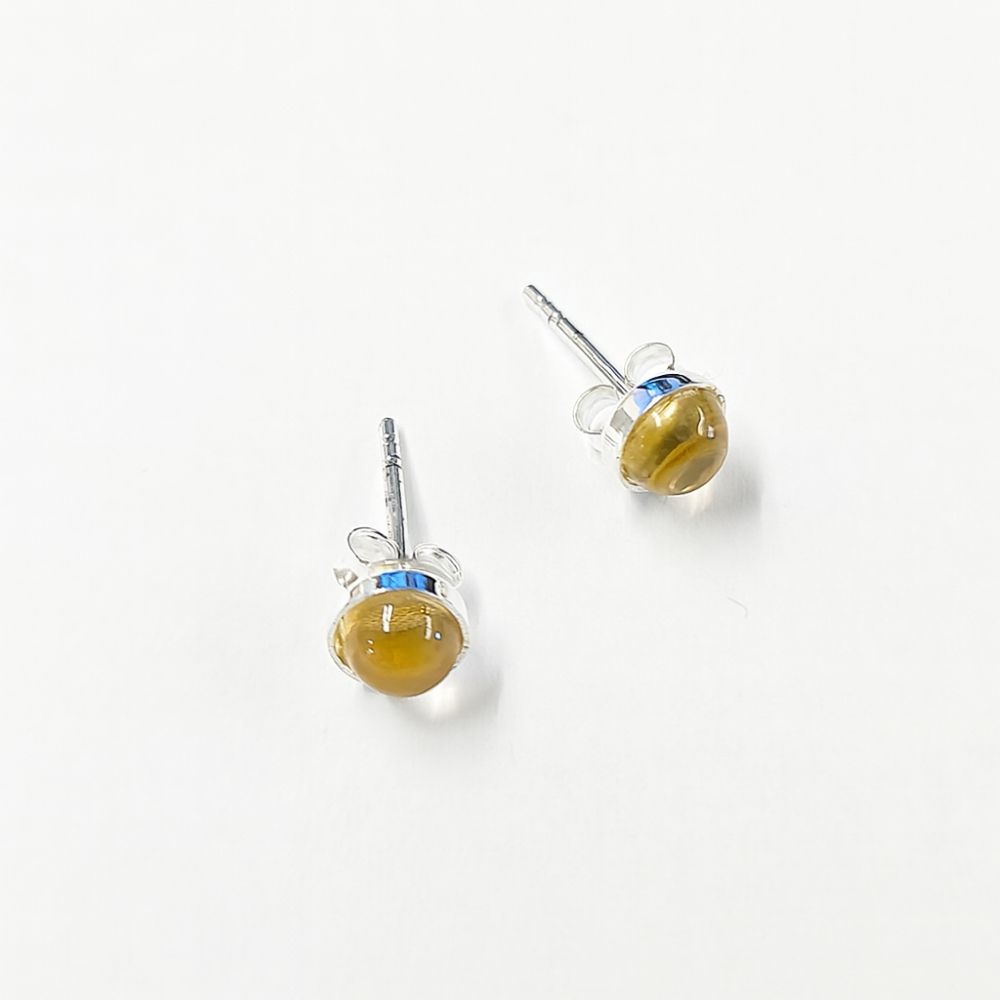 Citrine 5mm Sterling Silver Stud Earrings