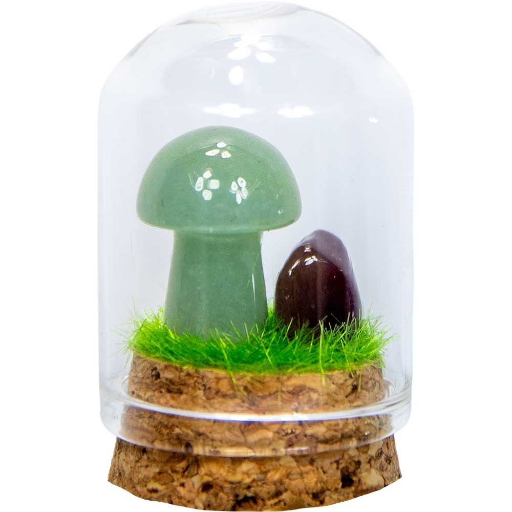 Mini Mushroom Terrarium 2" - Green Aventurine