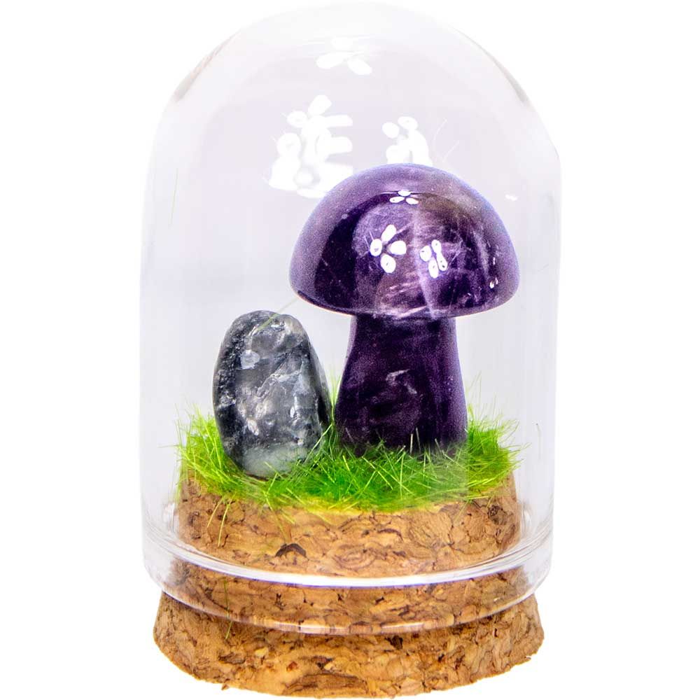 Mini Mushroom Terrarium 2" - Amethyst