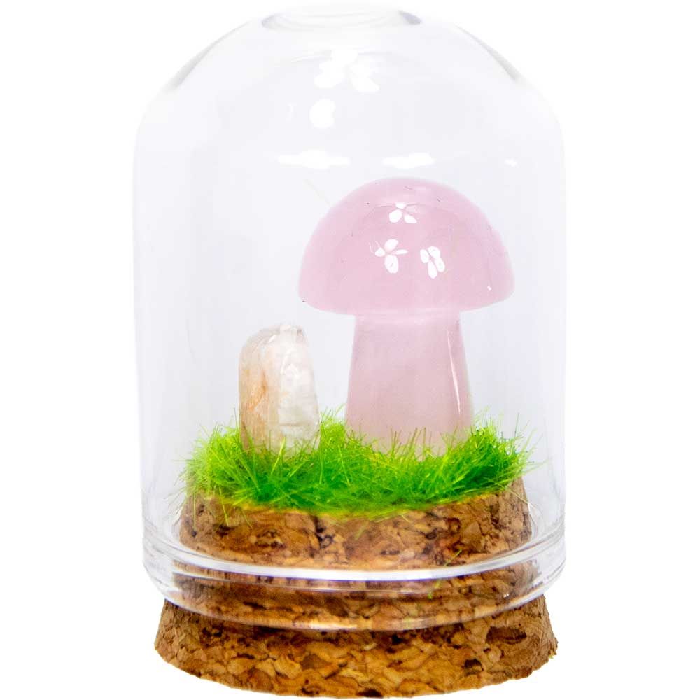 Mini Mushroom Terrarium 2" - Rose Quartz