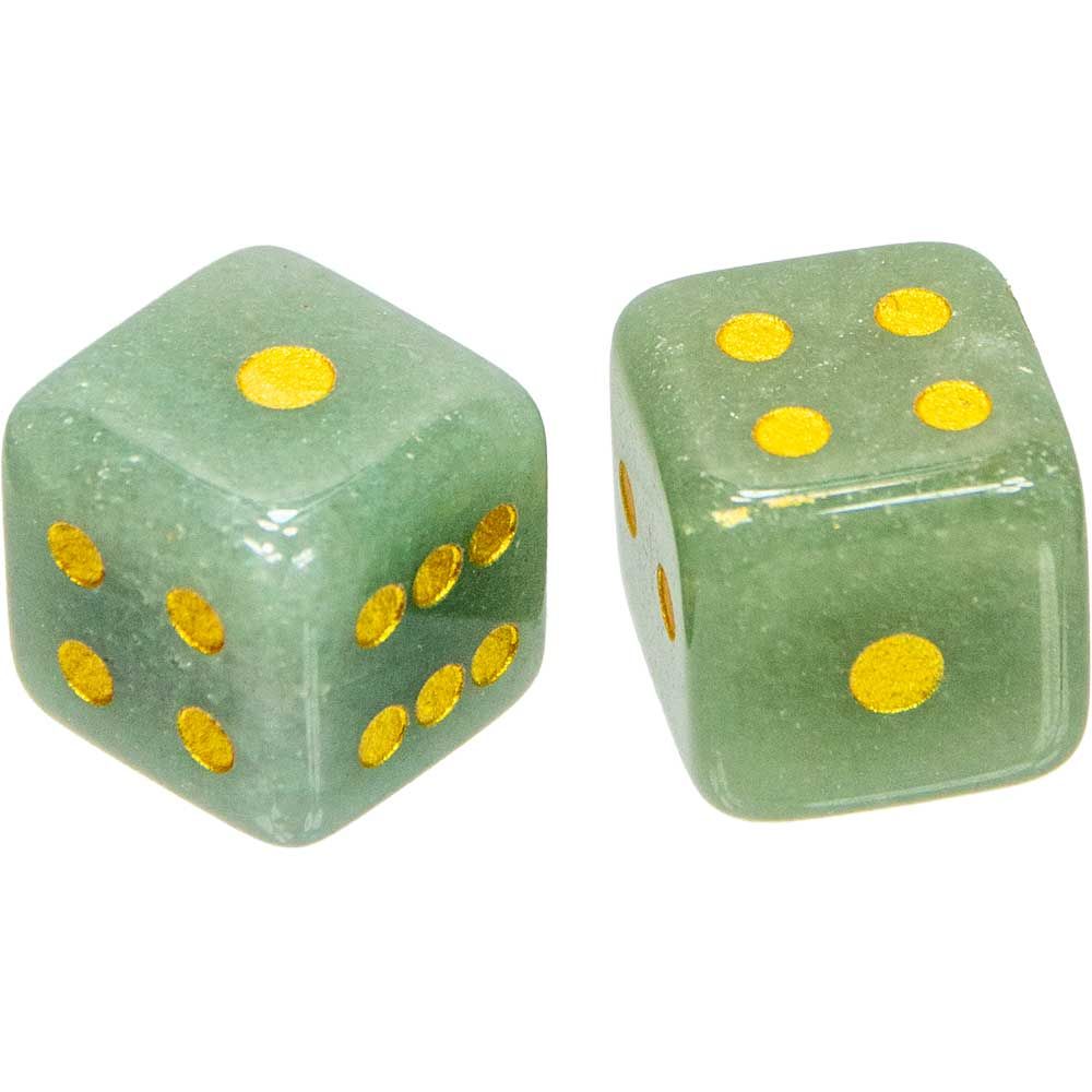 Crystal Dice Black Green Aventurine (Pair)