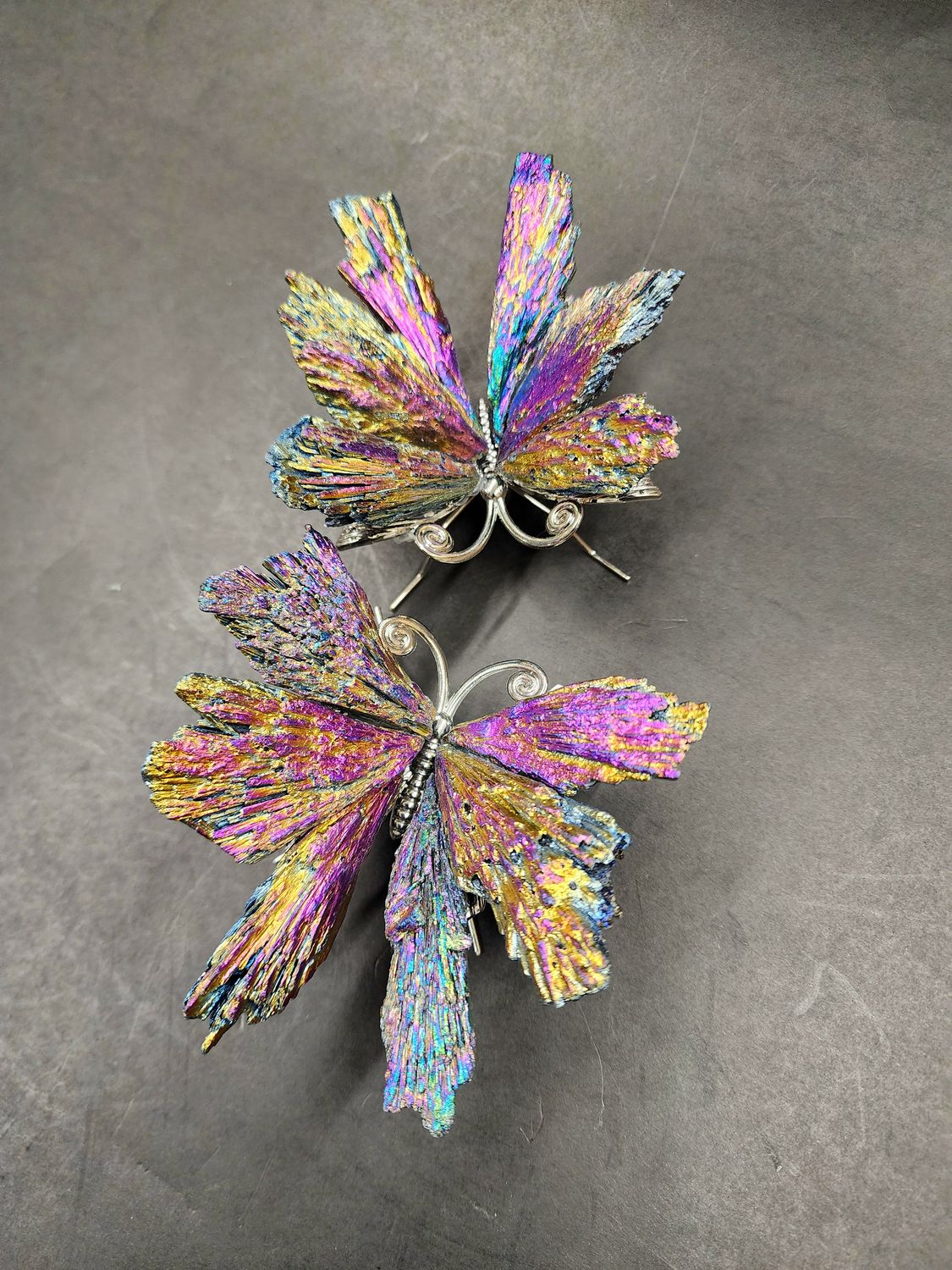 Rainbow Titanium Aura Black Kyanite Butterfly