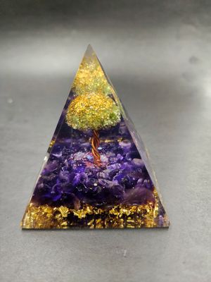 Orgonite / Ogone Pyramid Amethyst Base Aventurine Tree