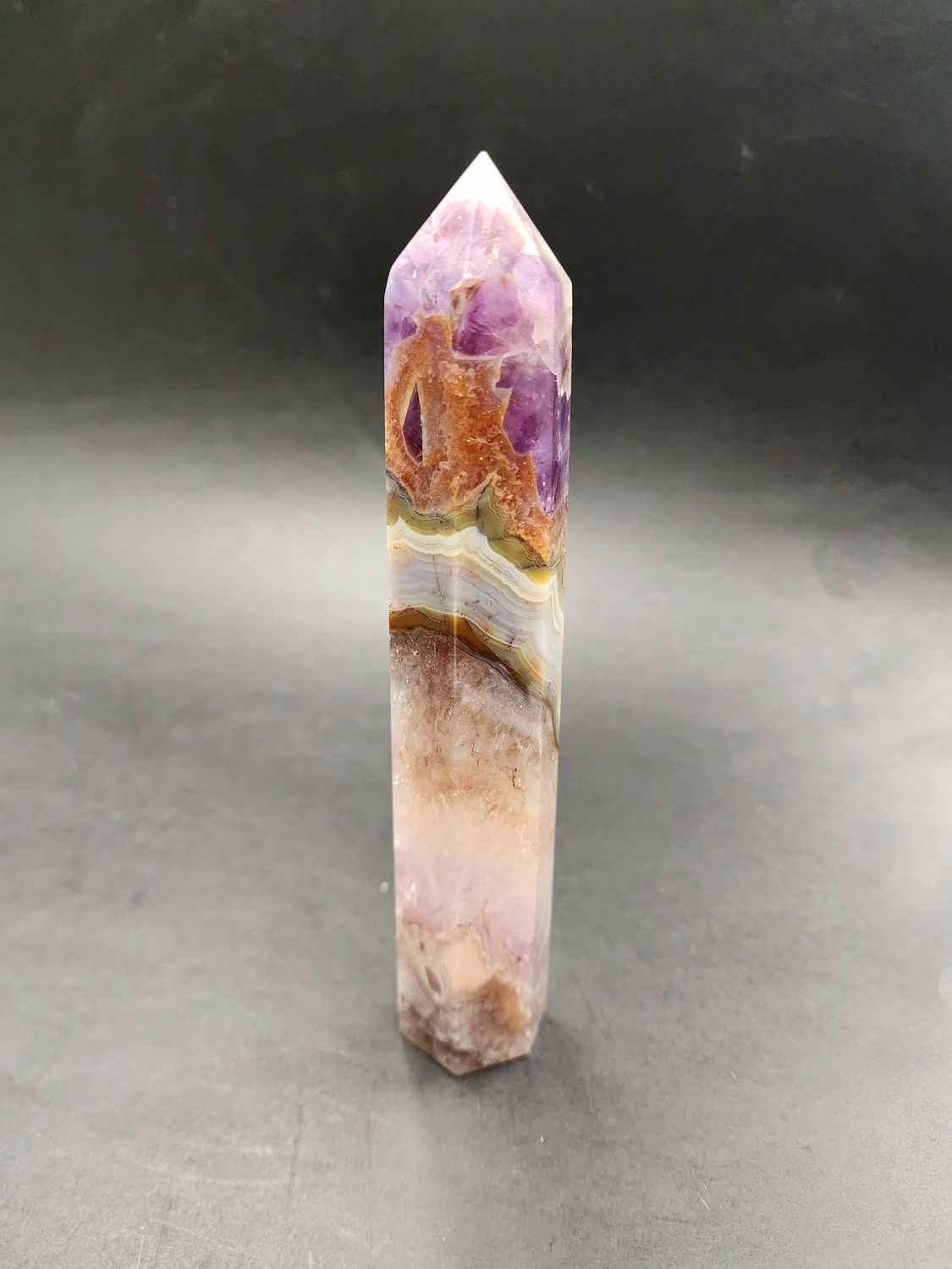 Amethyst &amp; Agate &amp; Quartz Tower / Point  6.75"