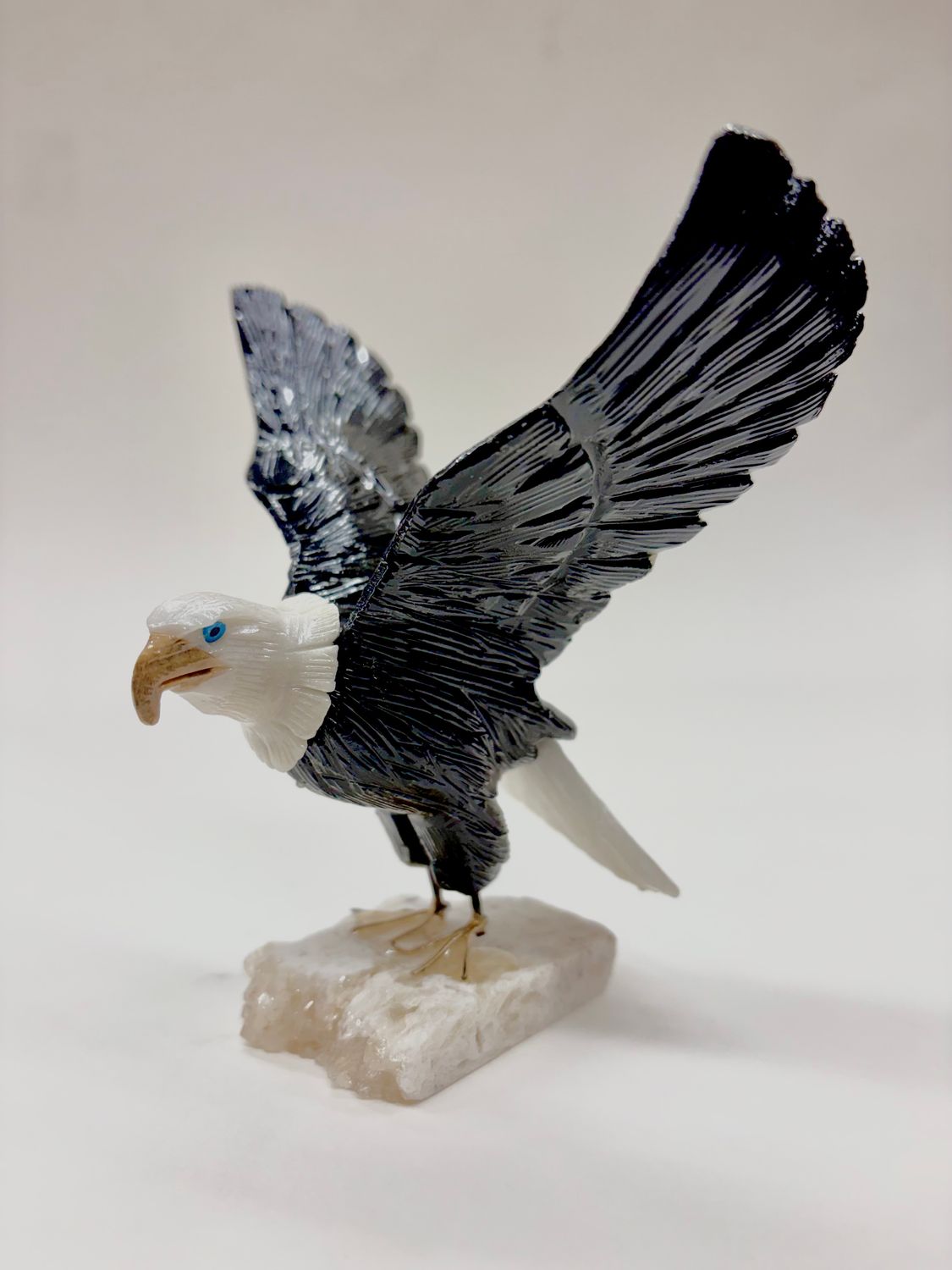 Black &amp; White Onyx Eagle on Zeolite Base 5"