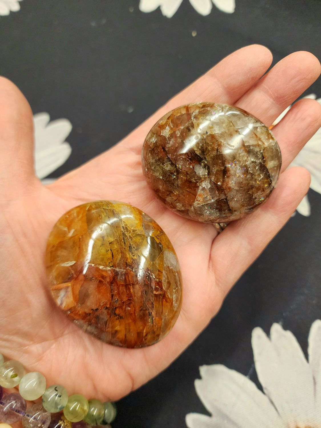 Fire Quartz / Hematoid Quartz / Amphibole Palmstones