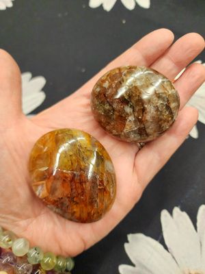 Fire Quartz / Hematoid Quartz / Amphibole Palmstones