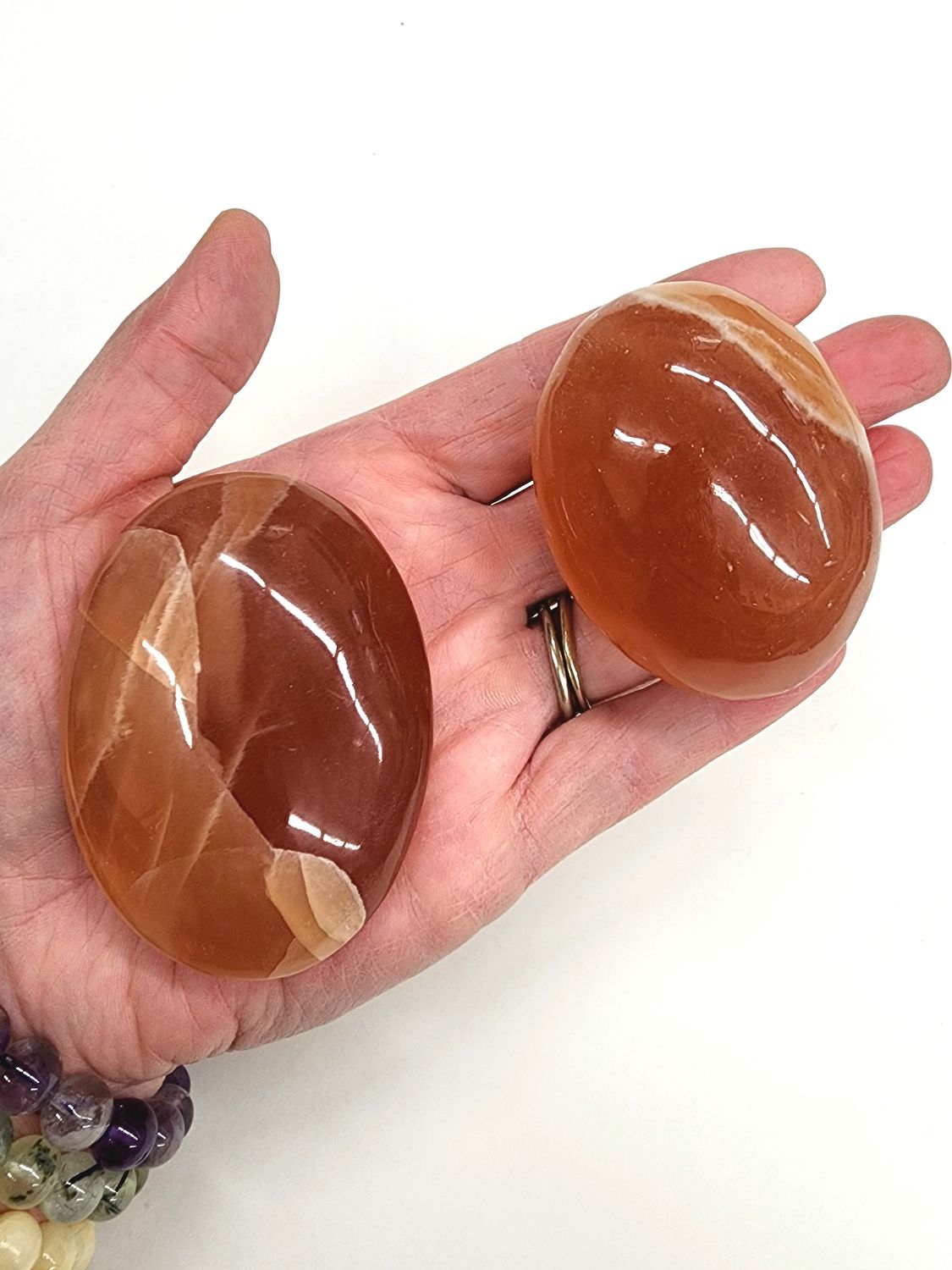 Honey Calcite Palm Stones