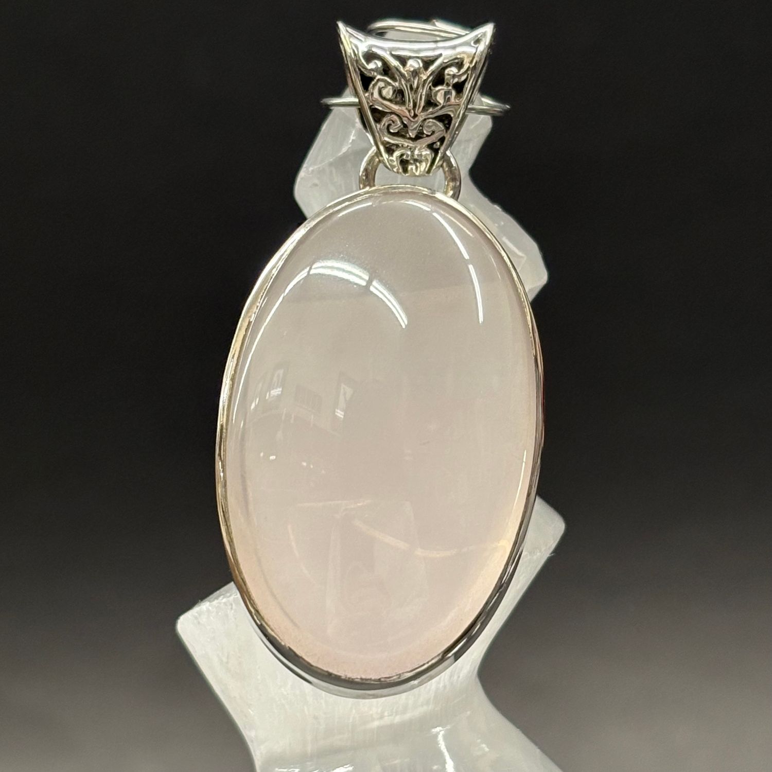 Rose Quartz G Pendant Sterling Silver