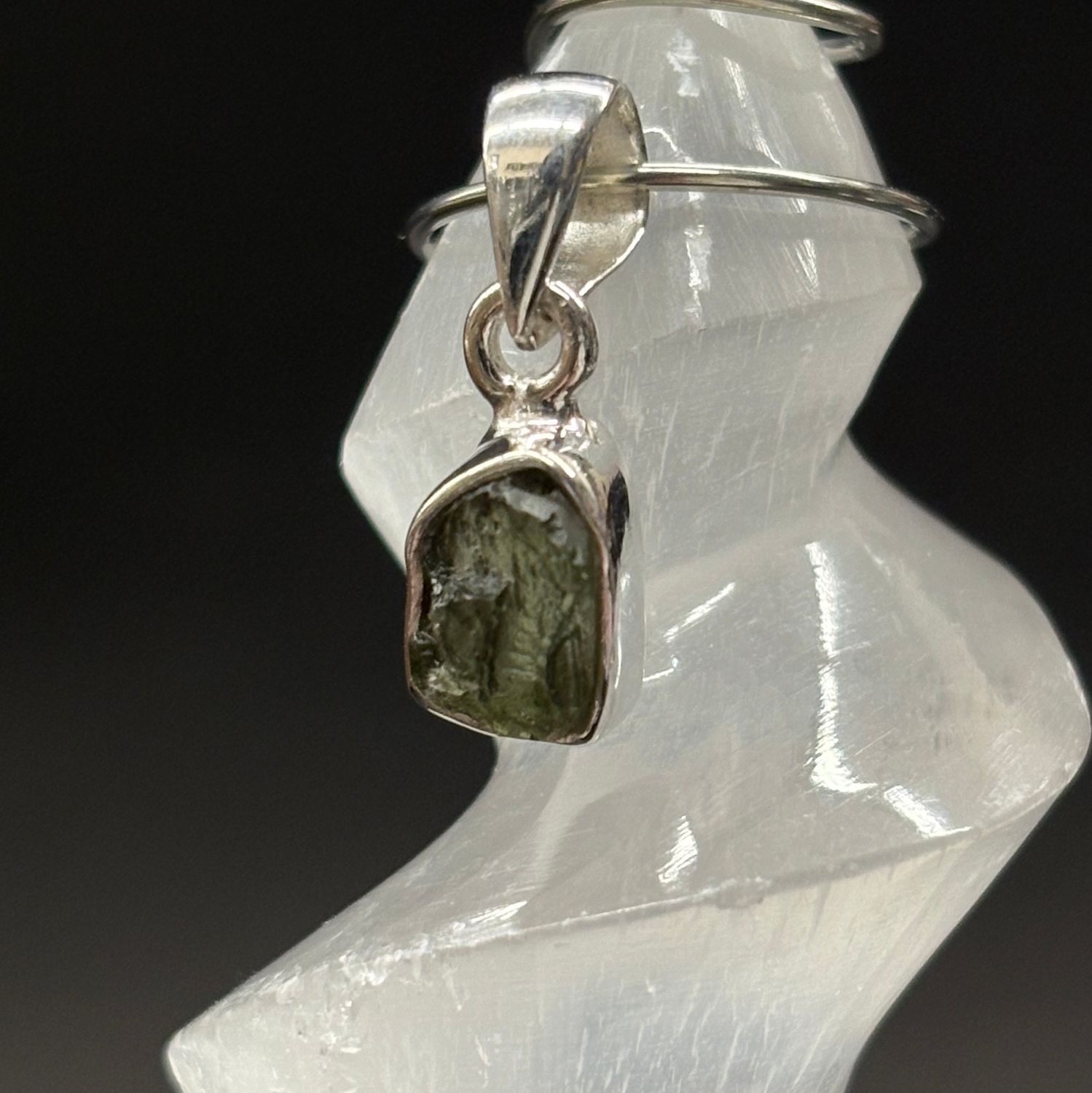 Moldavite Pendant B - Sterling Silver .925