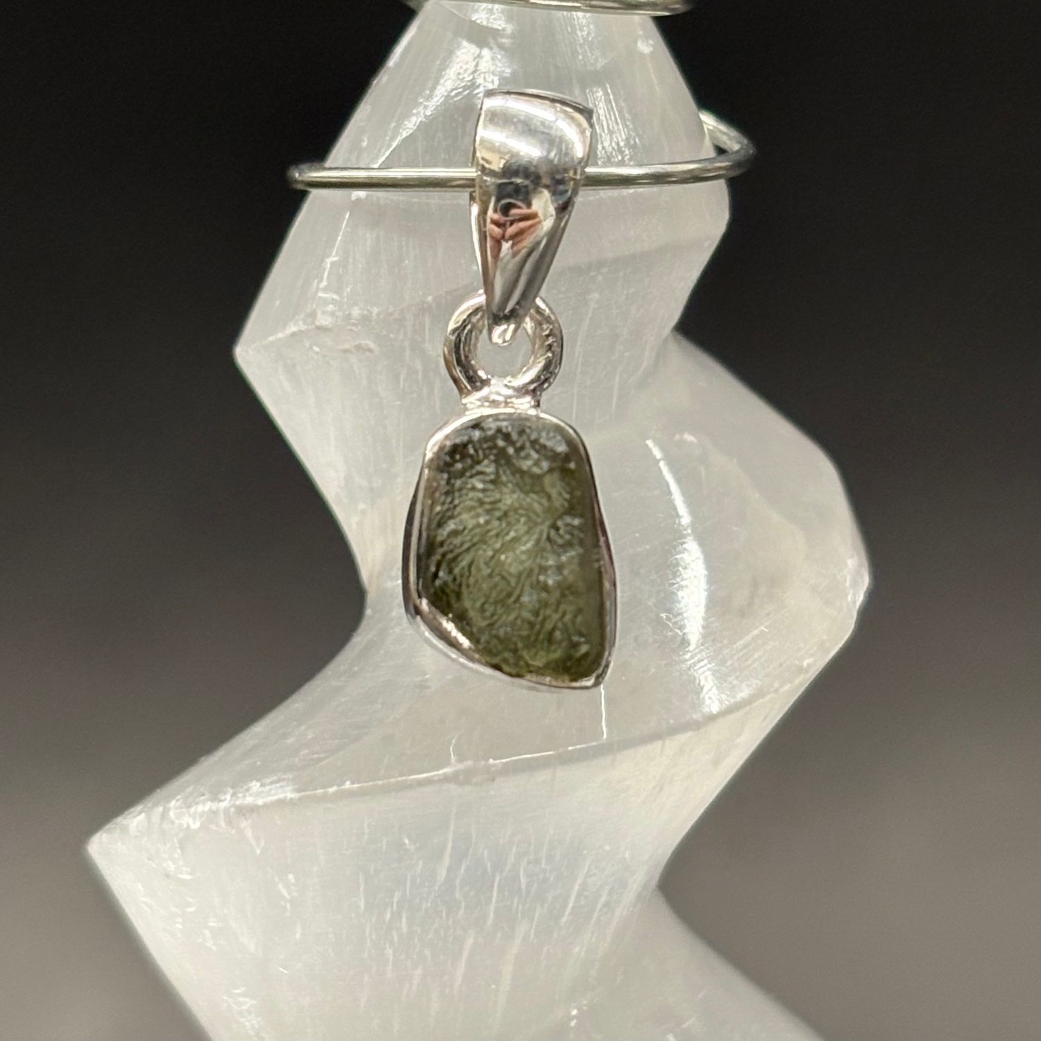 Moldavite Pendant - Sterling Silver