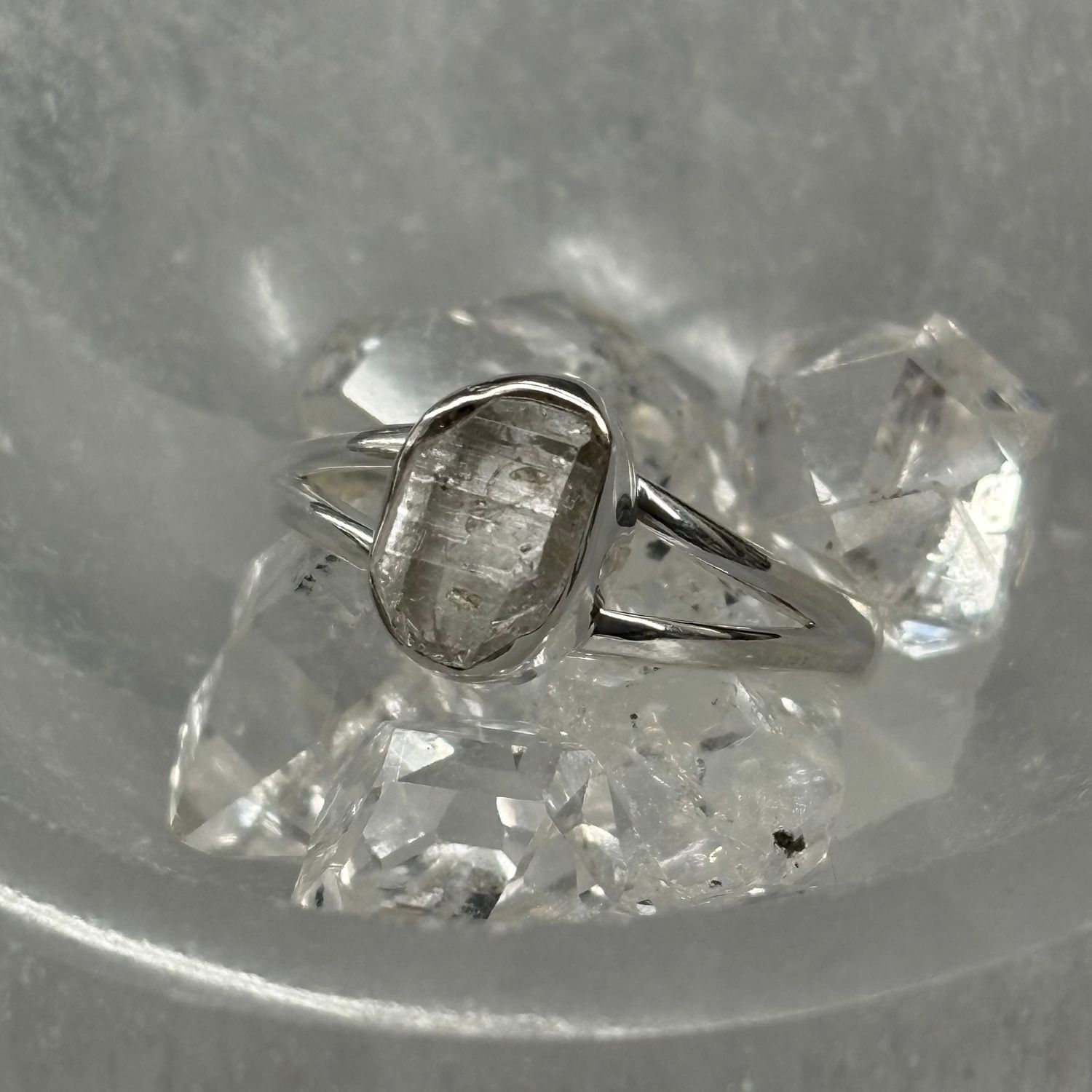 Herkimer Diamond Ring - Size 10 Sterling Silver
