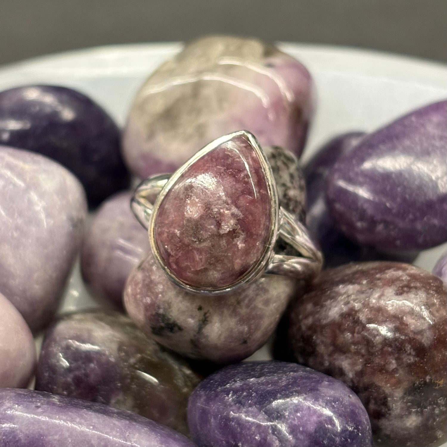 Lepidolite Sterling Silver Ring Size 6