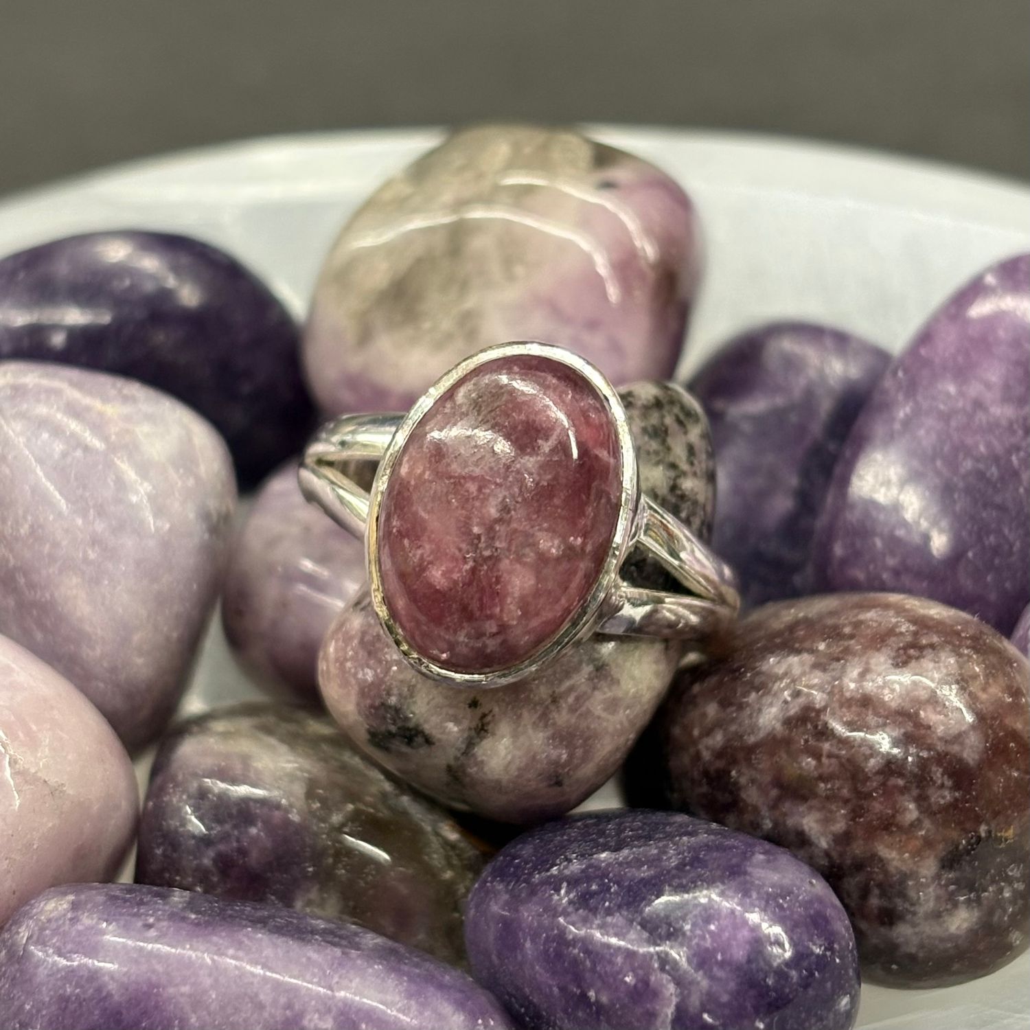 Lepidolite Ring - Size 8 Sterling Silver