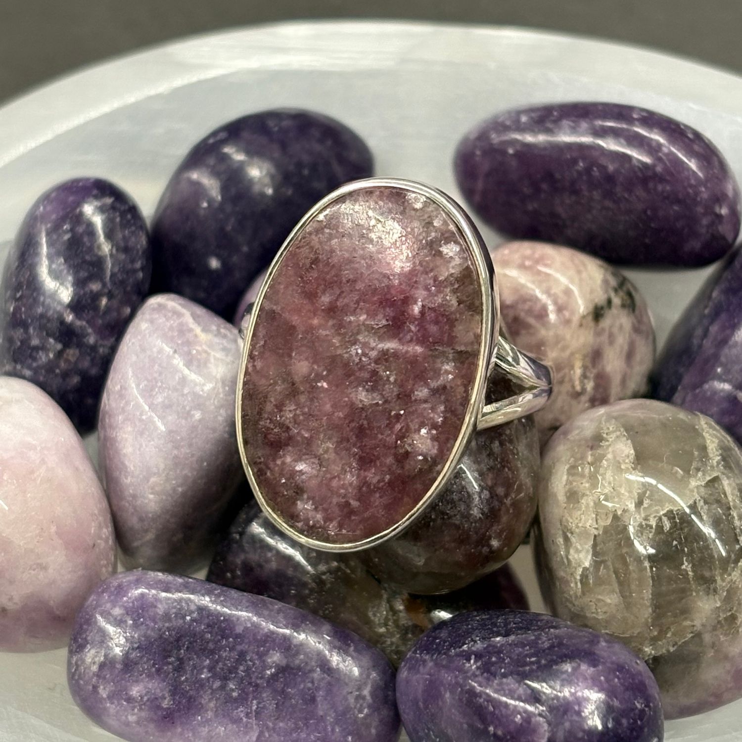 Lepidolite Ring - Size 10 Sterling Silver