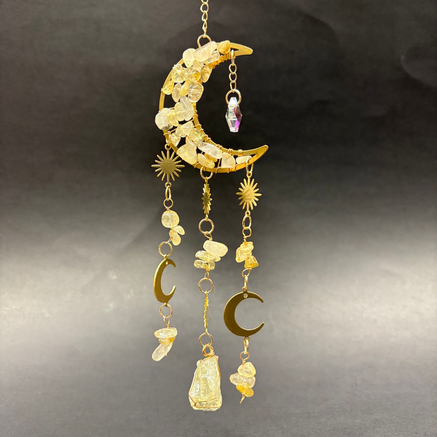 Suncatcher - Moons &amp; Stars w/ Citrine Wire Wrapped