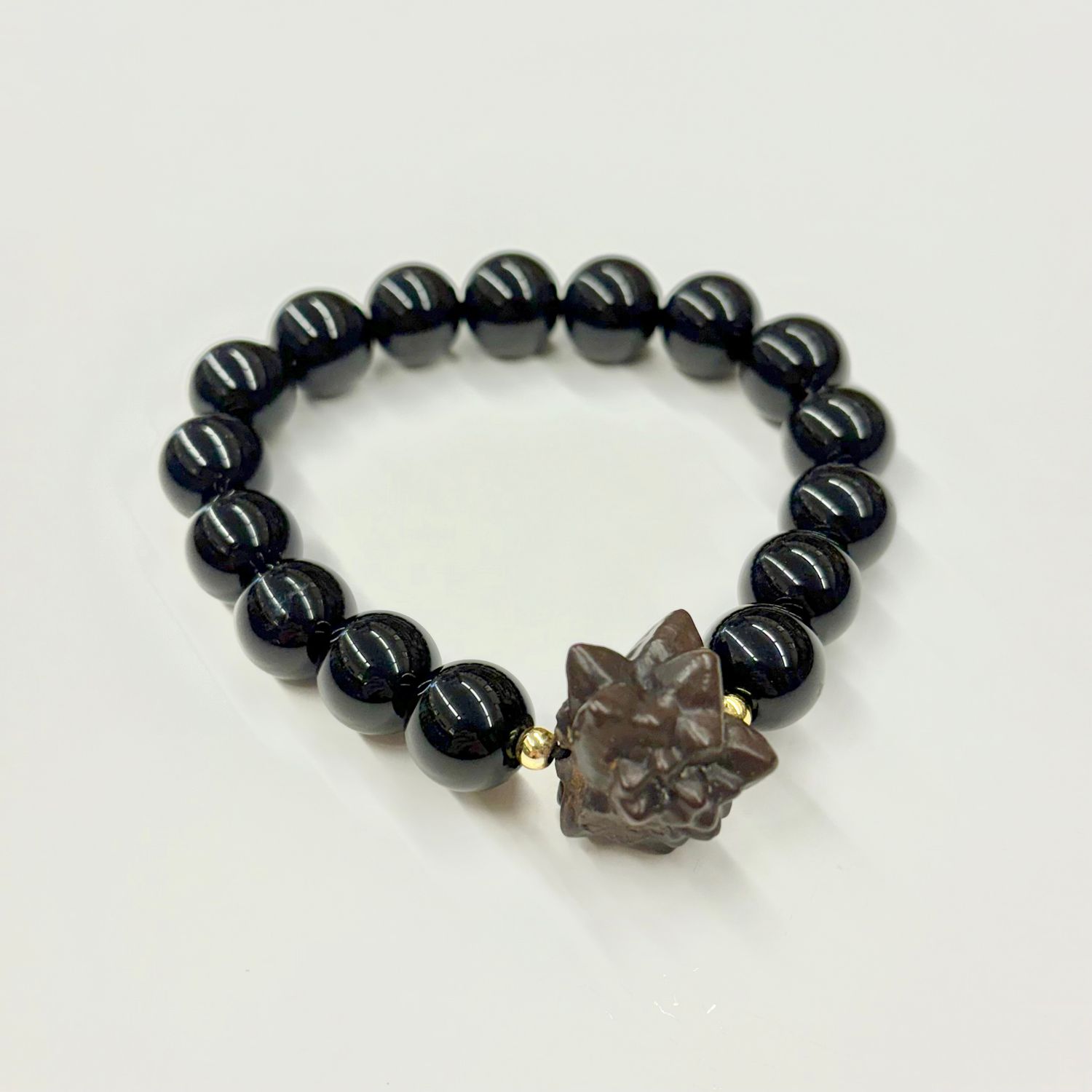 Black Obsidian &amp; Prophecy Stone 12MM Bracelet