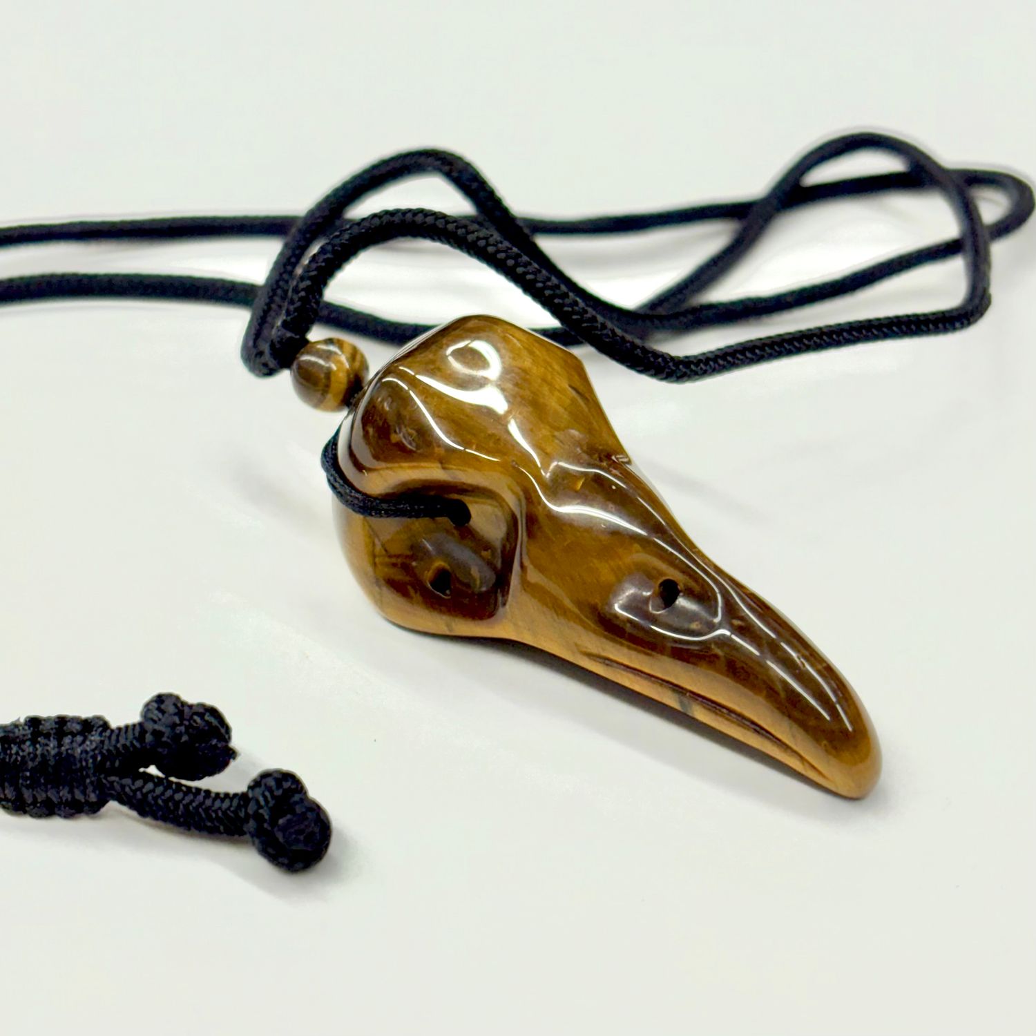 Raven Skull Necklace - Tiger's Eye