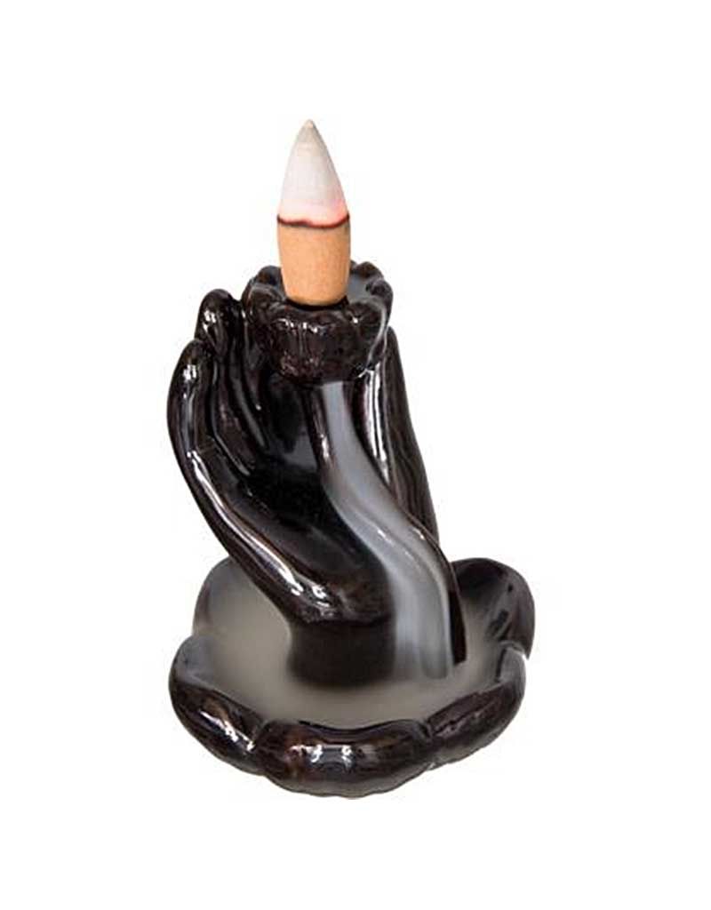 Black Mudra Hand Backflow Incense Burner - 2.5" x 3.5" H