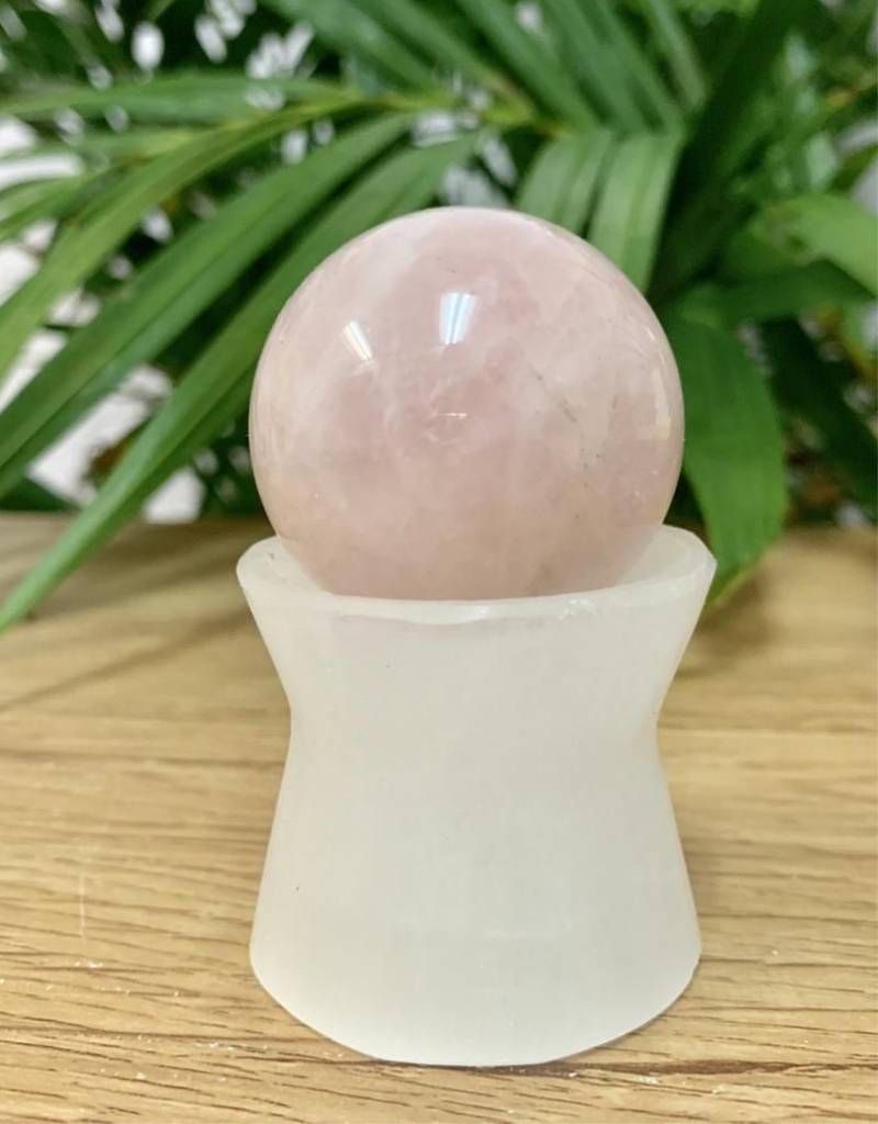 Selenite Hourglass Sphere Stand 2"