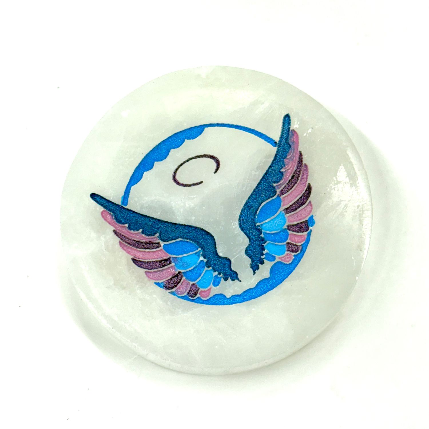 Selenite Charging Plate w/ Angel Wings 3"