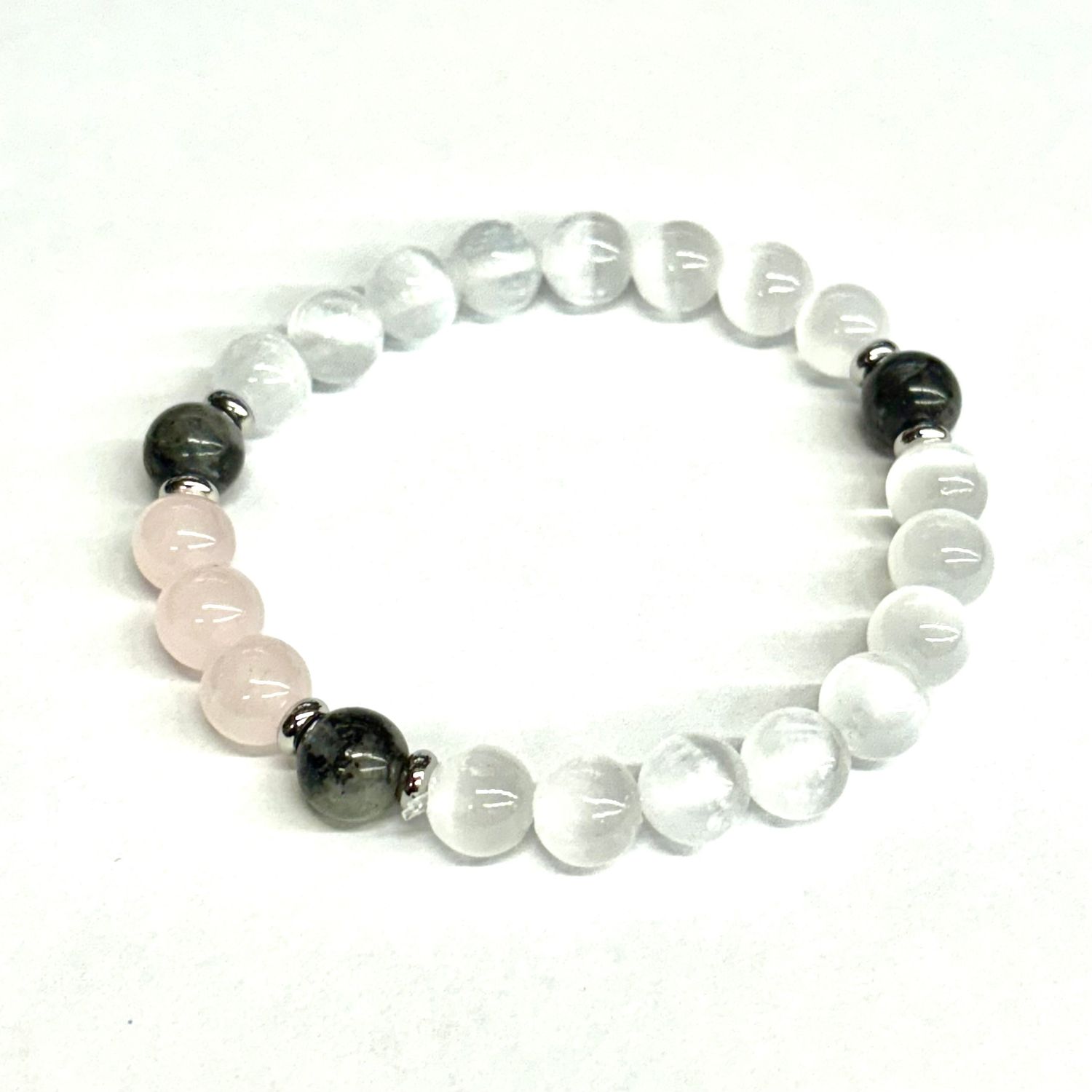 Peace and Harmony 8mm Bracelet (Rose Quartz, Selenite, Labradorite)