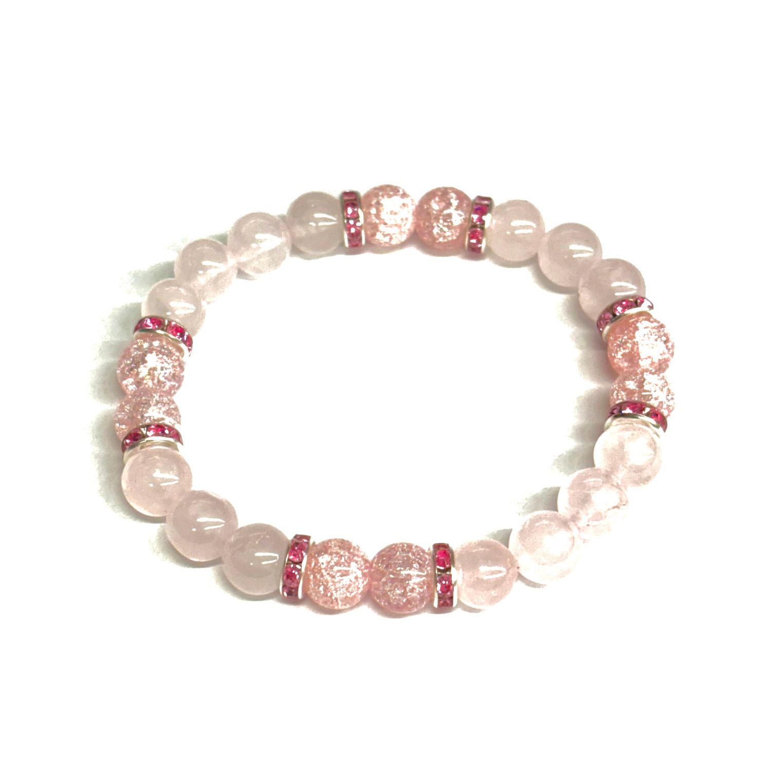 Rose Quartz &amp; Pink Crackle Quartz 8mm Bracelet