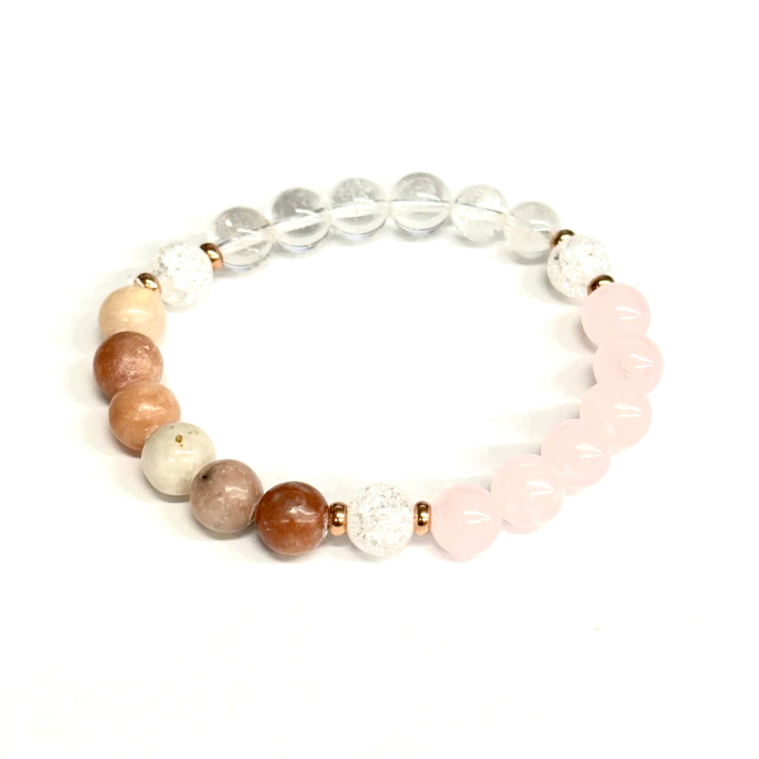 Serenity 8mm Bracelet (Rose Quartz, Clear Quartz, Pink Opal)