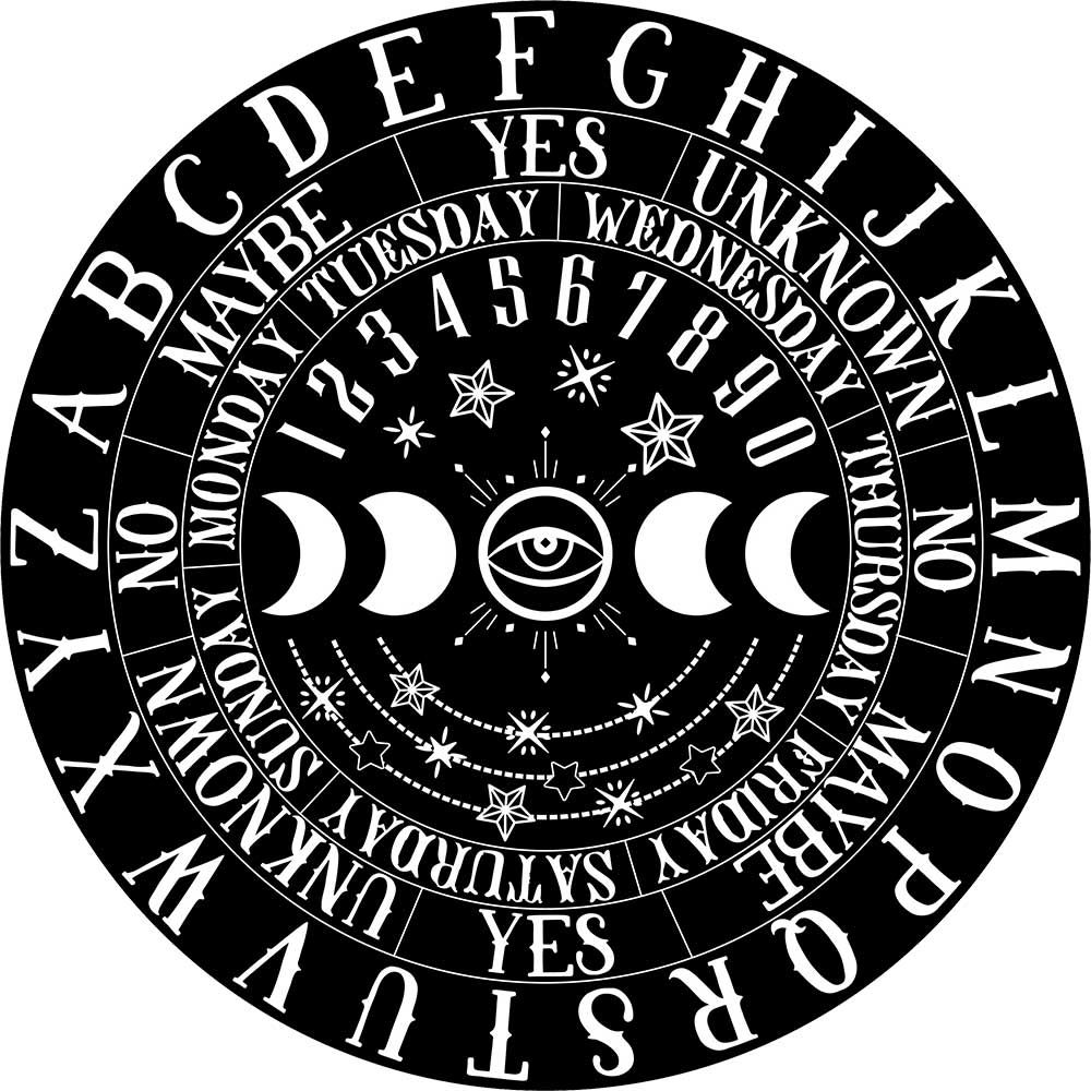 Wooden Moon Phases Pendulum Divination Board Black 10"
