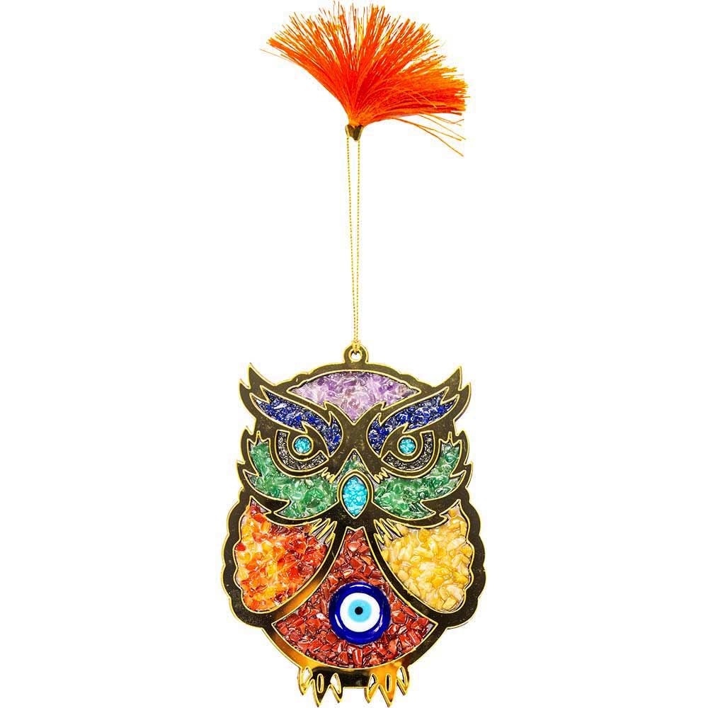 Evil Eye Chakra Owl Wall Hanging 6"