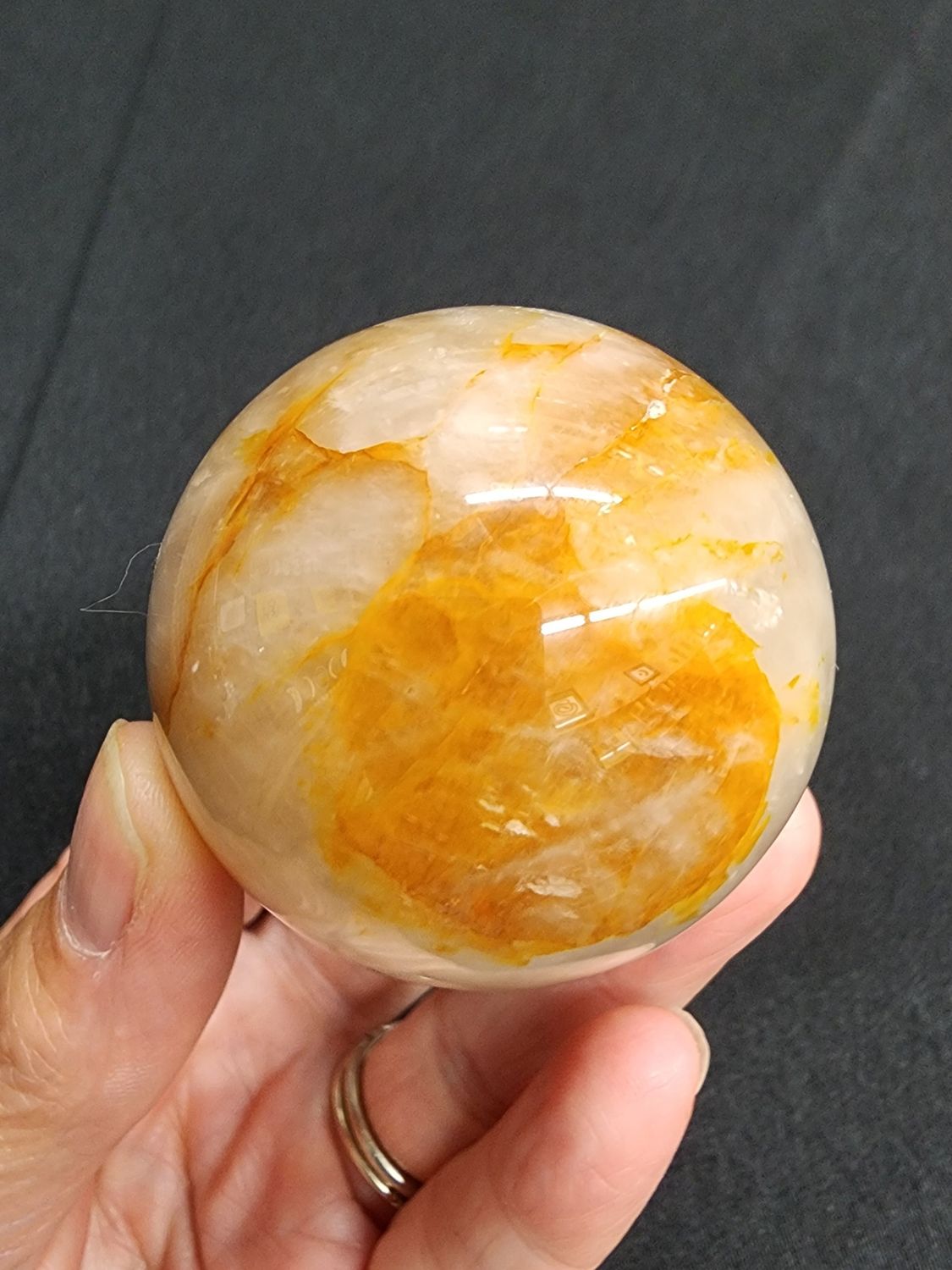 Golden Healer Quartz / Amphibole / Fire Quartz / Hematoid Sphere 2"