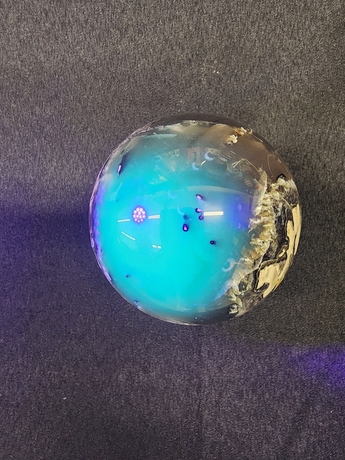 Volcano Agate Sphere (UV awesome!!) 3"