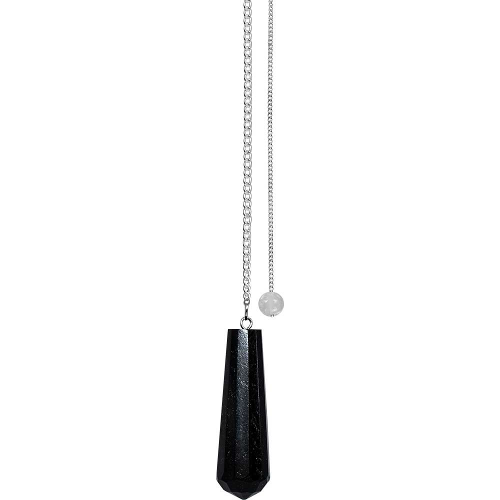 Black Tourmaline Faceted Pendulum