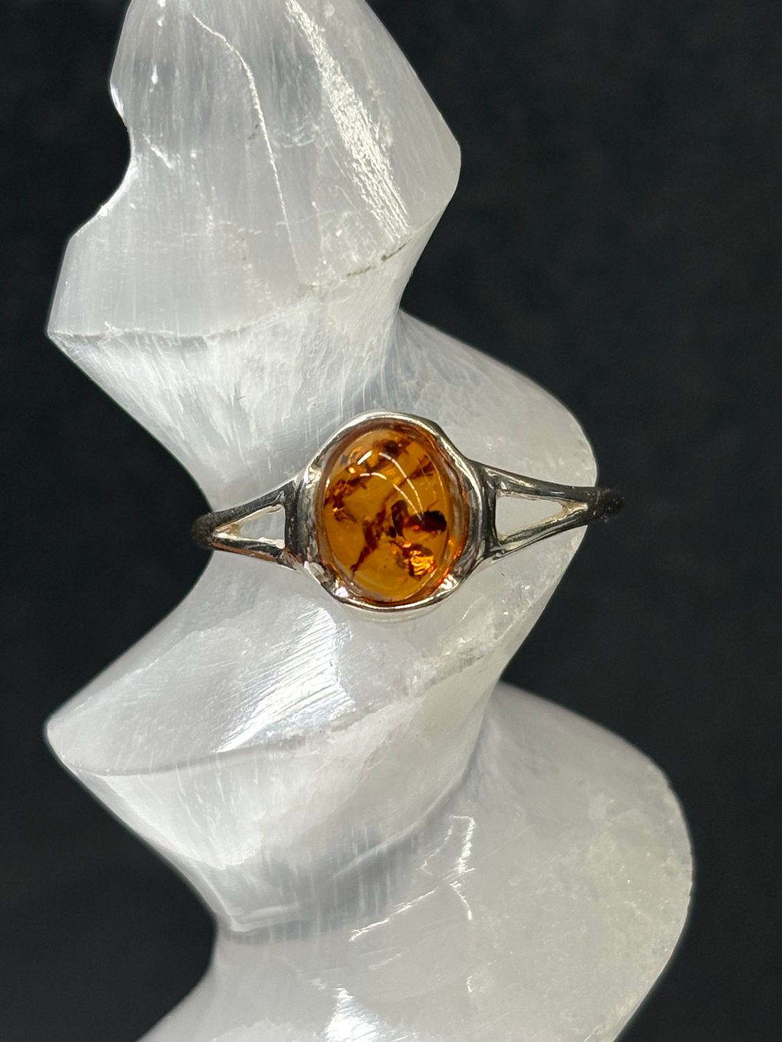 Baltic Amber Ring B - Size 10 Sterling Silver