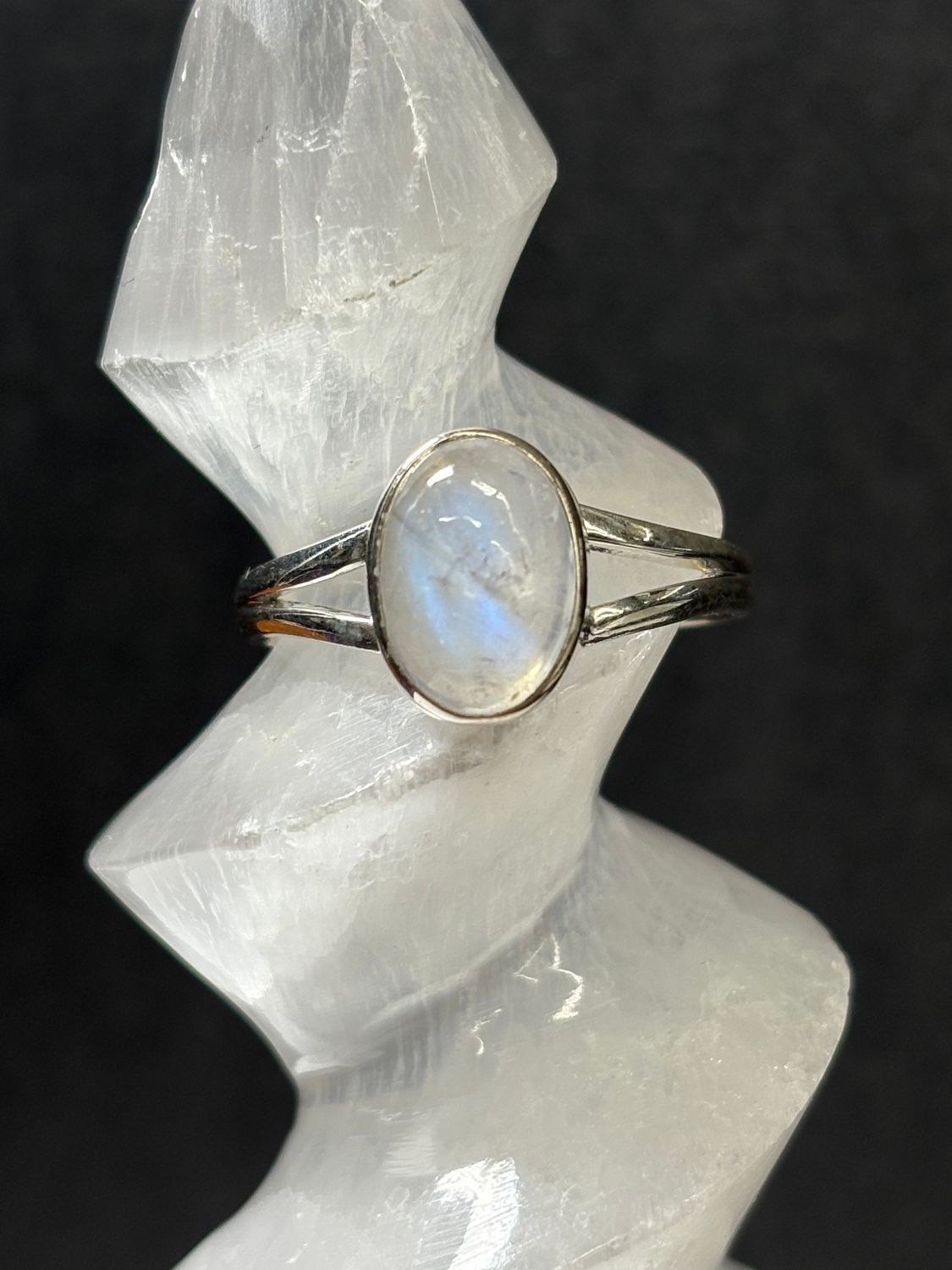 Rainbow Moonstone Ring  - Size 10 Sterling Silver