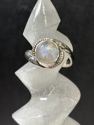 Rainbow Moonstone Ring A - Size 10 Sterling Silver