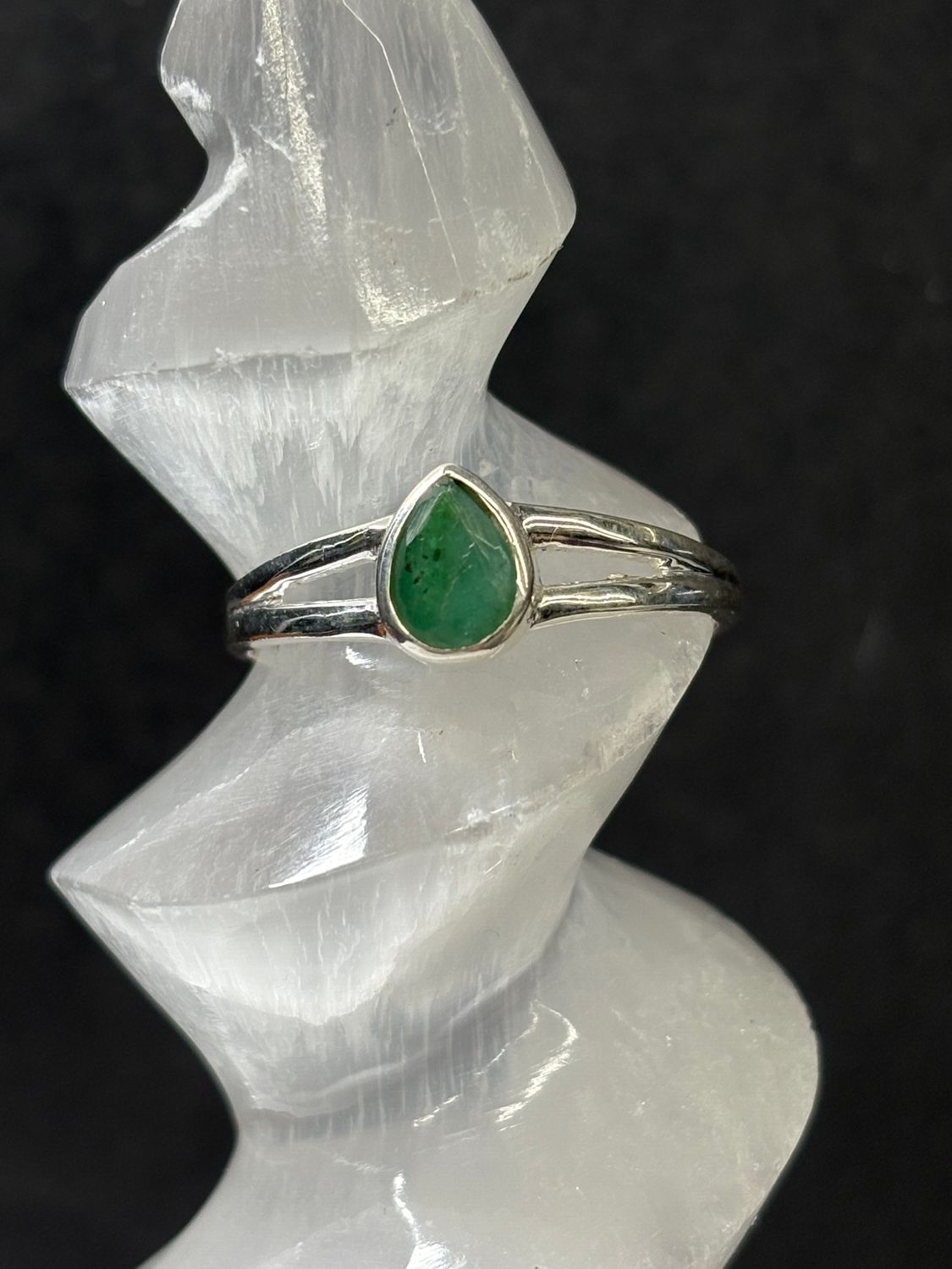 Emerald Ring - Size 10 Sterling Silver