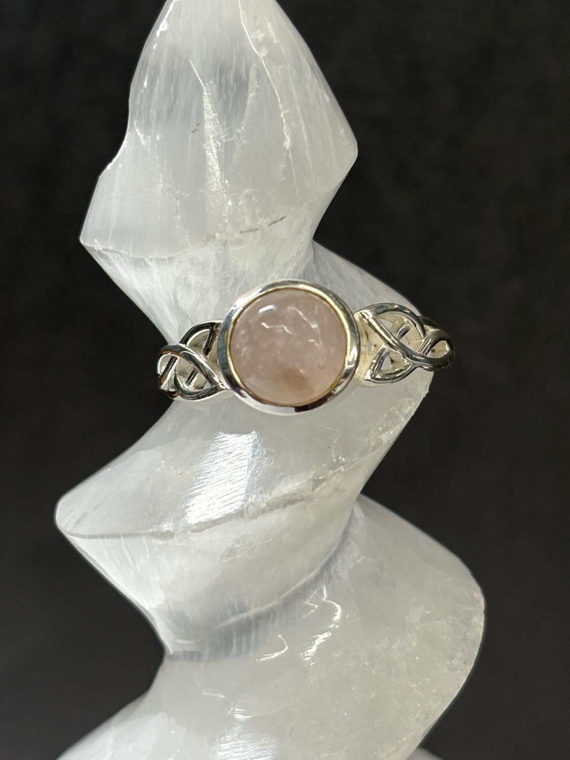 Rose Quartz Ring B - Size 9 Sterling Silver