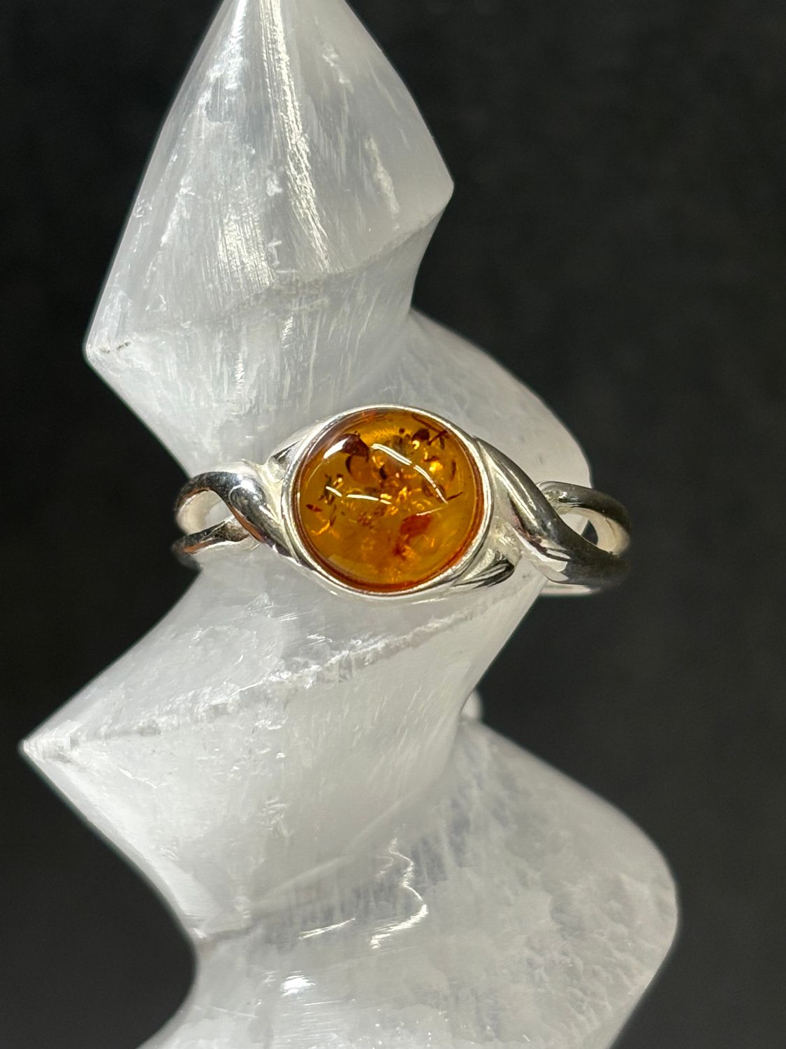Baltic Amber Ring B - Size 9 Sterling Silver