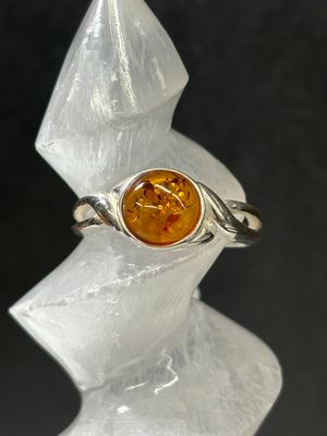 Baltic Amber Ring B - Size 9 Sterling Silver