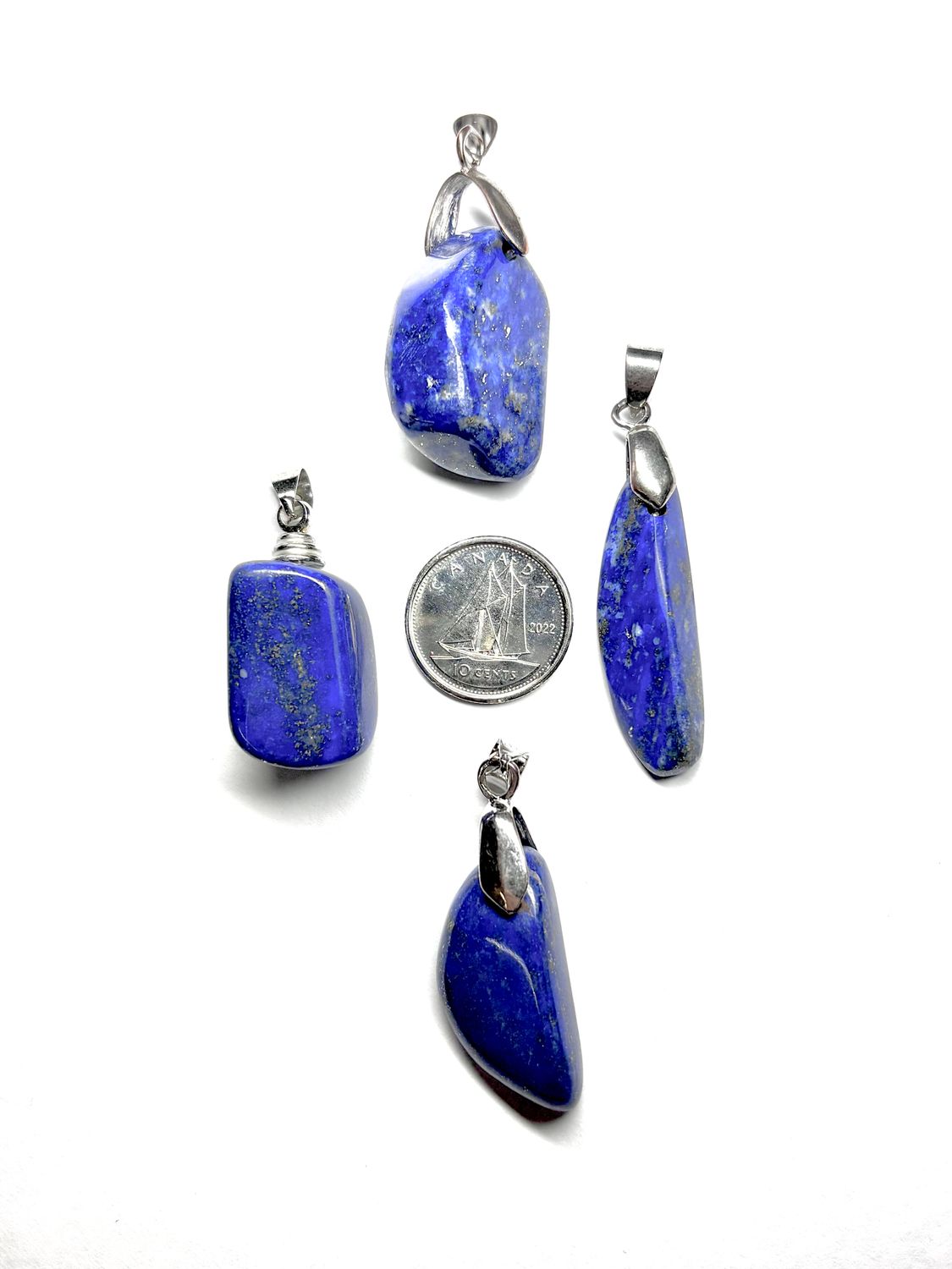 Lapis Lazuli Tumbled Pendant - Stainless Steel