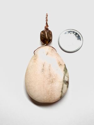 Wire Wrapped Pink Opal Teardrop Pendant